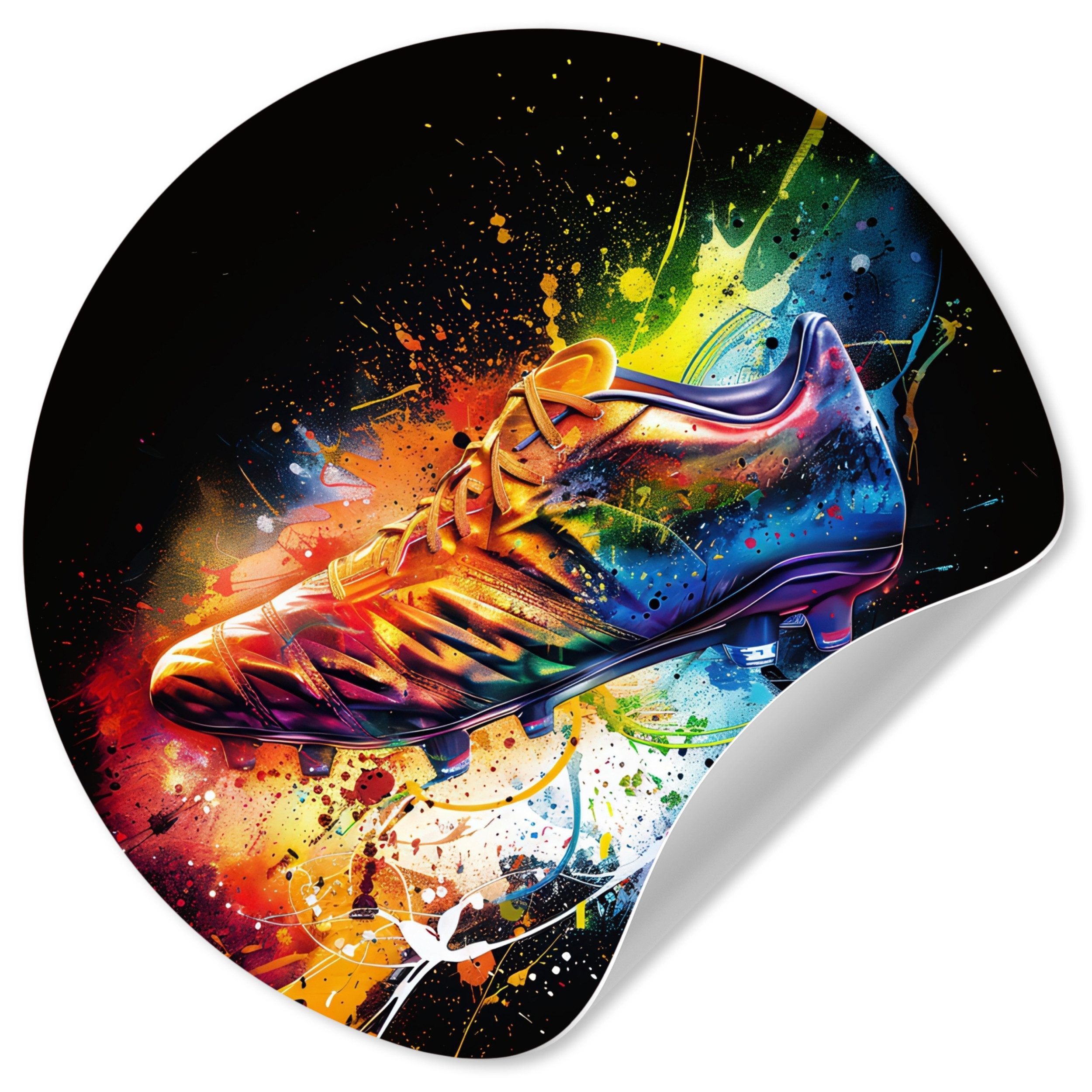 MuchoWow Wandsticker Graffiti - Sport - Fußball - Schuh - Farbe (1 St), Wandtattoo Selbstklebend, Wohnzimmer Deko Aufkleber, 30x30 cm