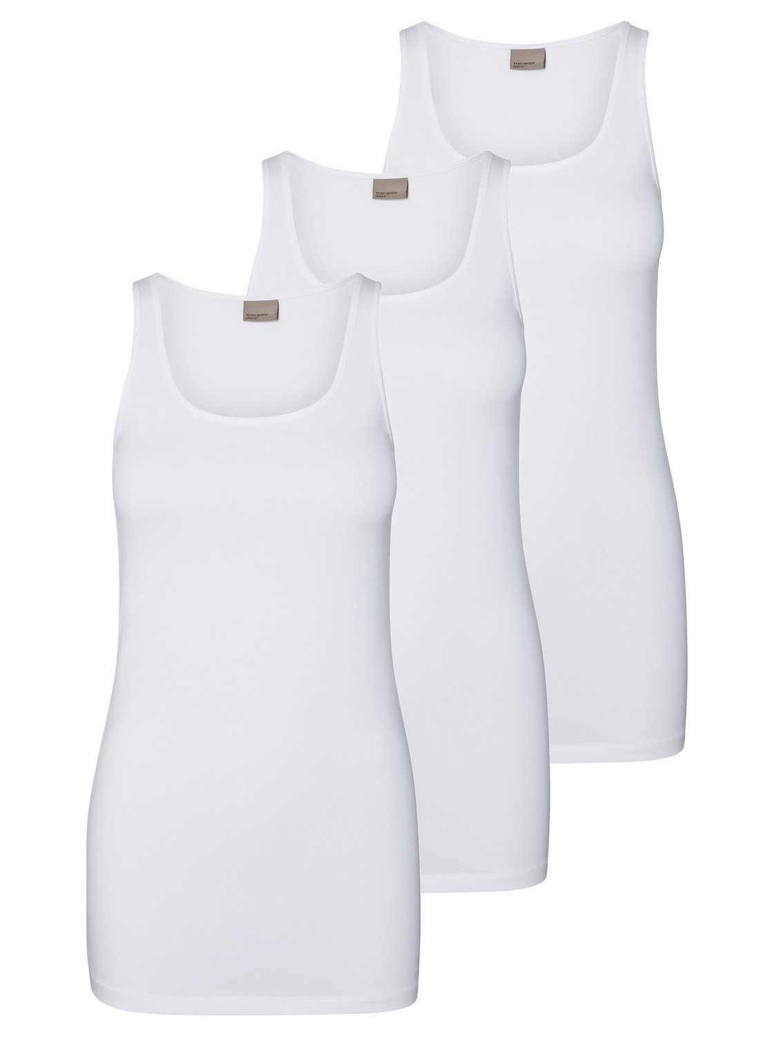 Vero Moda Tanktop Long Tank Top (3-tlg) (3 Stück) lang, elastische Baumwollqualität