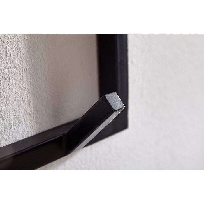 FINEBUY Garderobenpaneel FB67523 (Akazie Massivholz / Metall 70 x 27 x 30 cm) Hakenleiste Ablage Garderobe Flurgarderobe Wand
