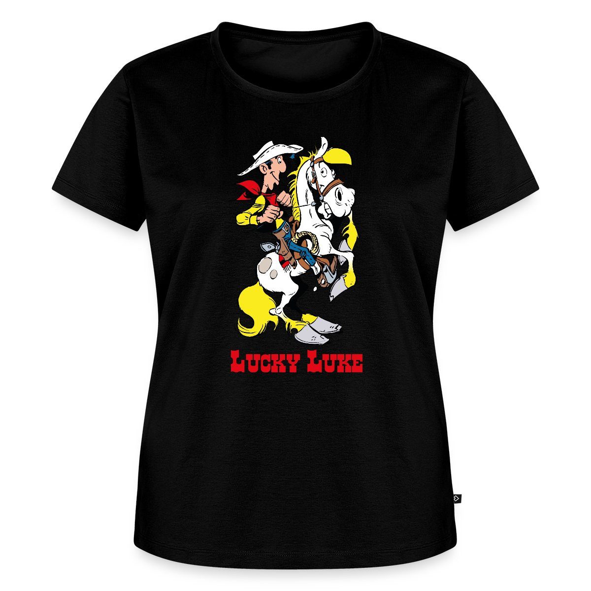 Spreadshirt T-Shirt Lucky Luke mit Pferd Jolly Jumper Frauen Premium T-Shirt (1-tlg)
