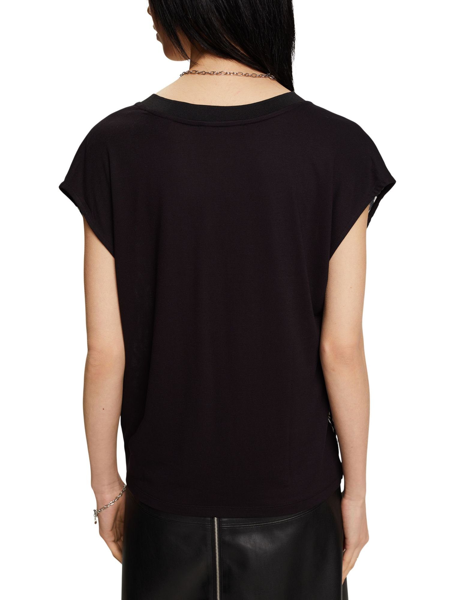 Collection T-Shirt mit T-Shirt BLACK (1-tlg) Esprit Frontprint