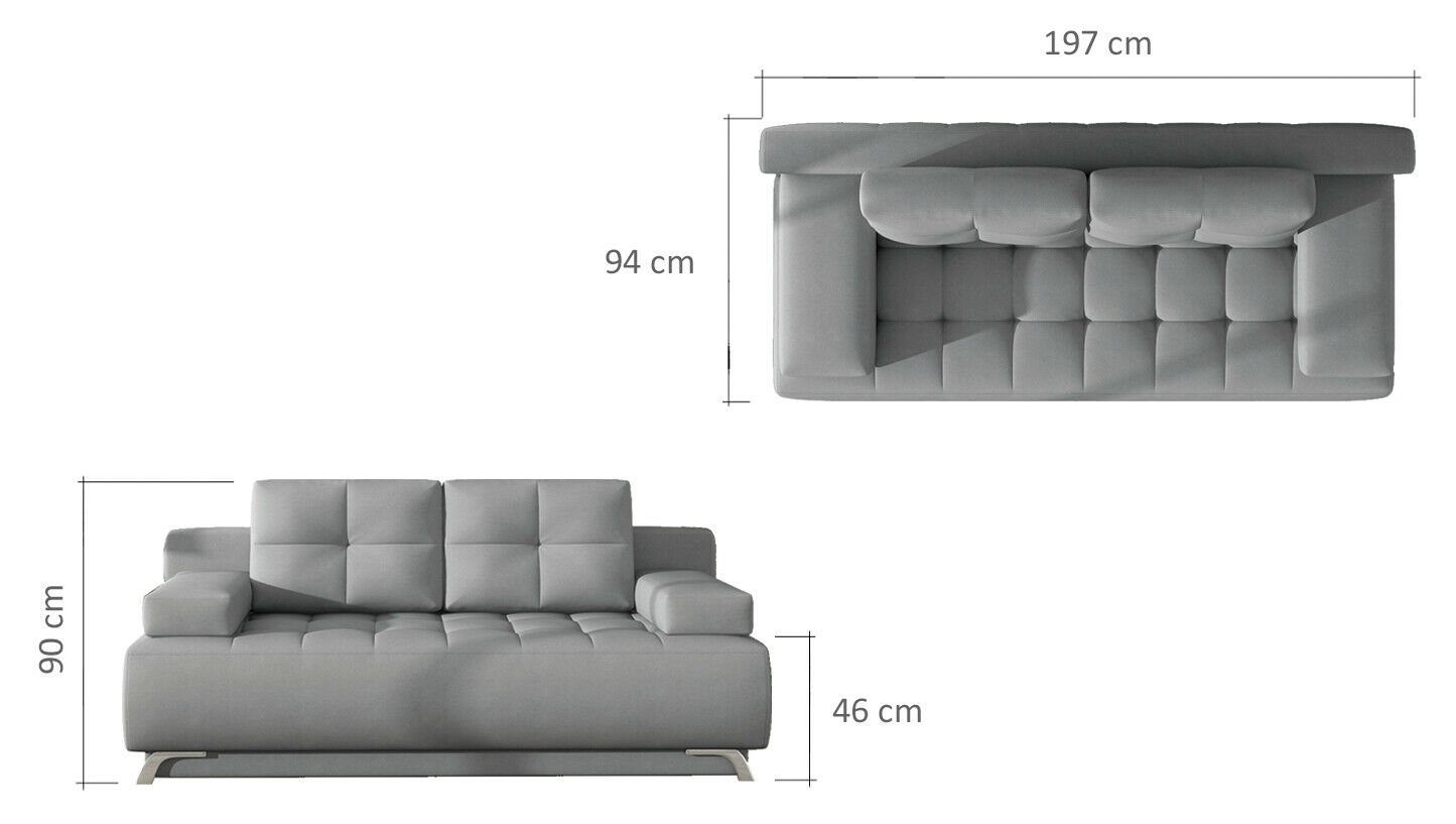 JVmoebel Sofa Design 2 Europe Grau Möbel, Luxus Made Sitzer in Sofa Couch Modern Couchen Sofa