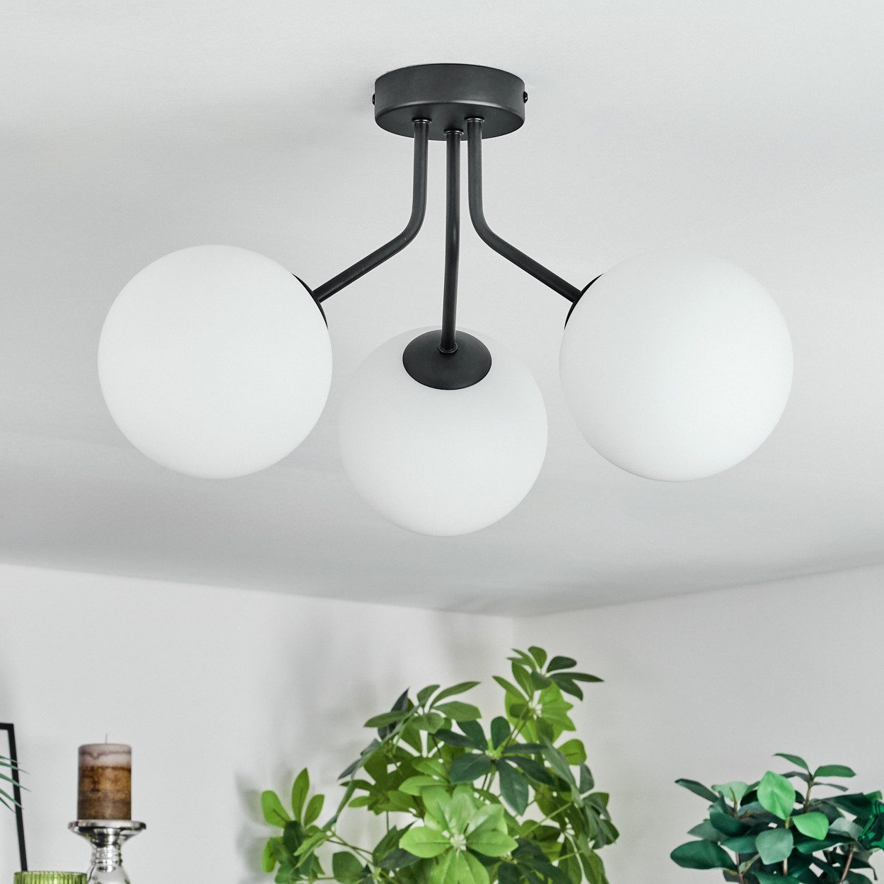 hofstein Deckenleuchte Deckenlampe aus Metall/Glas in günstig online kaufen