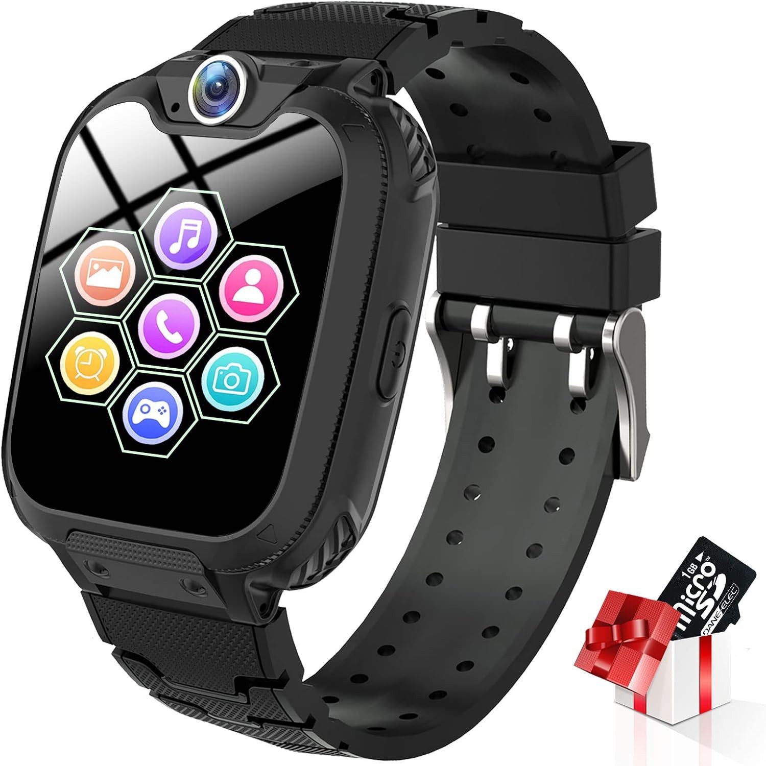 PTHTECHUS Für Jungen Mädchen Geschenk 3-12 Ys(W/ 1G SD Card) Smartwatch, mit Kamera Wecker Recorder Rechner, Scherzt Intelligente 7 Spiele