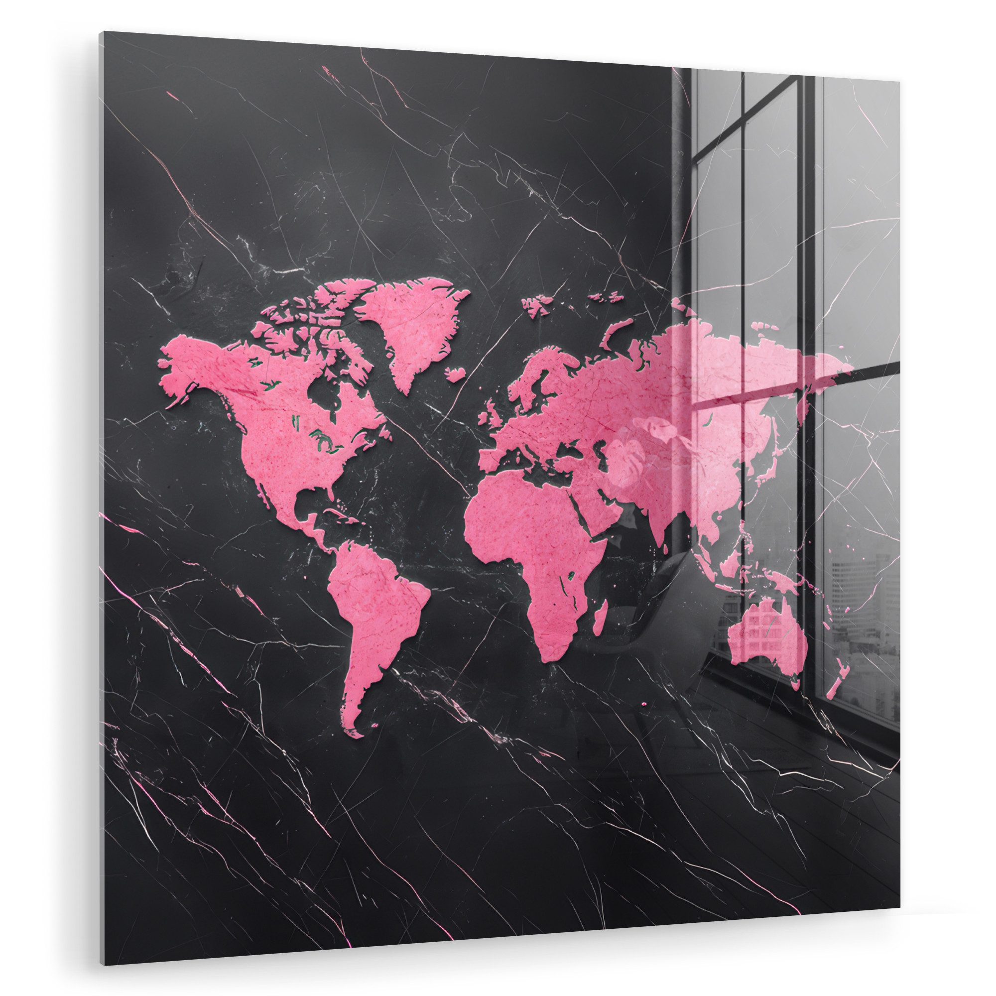 MuchoWow Acrylglasbild Weltkarte - Rosa - günstig online kaufen