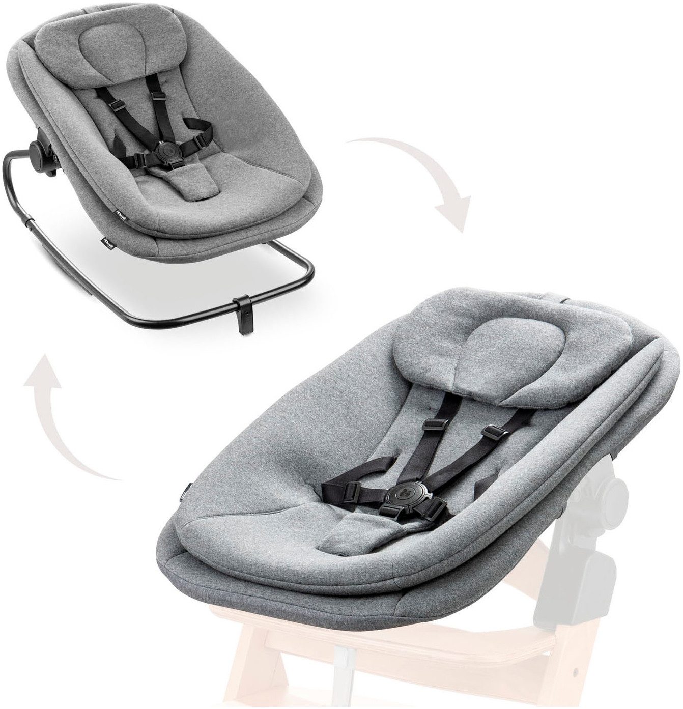 Hauck Babywippe Highchair Bouncer, Dark Grey Melange, für Alpha+, Beta+, Arketa