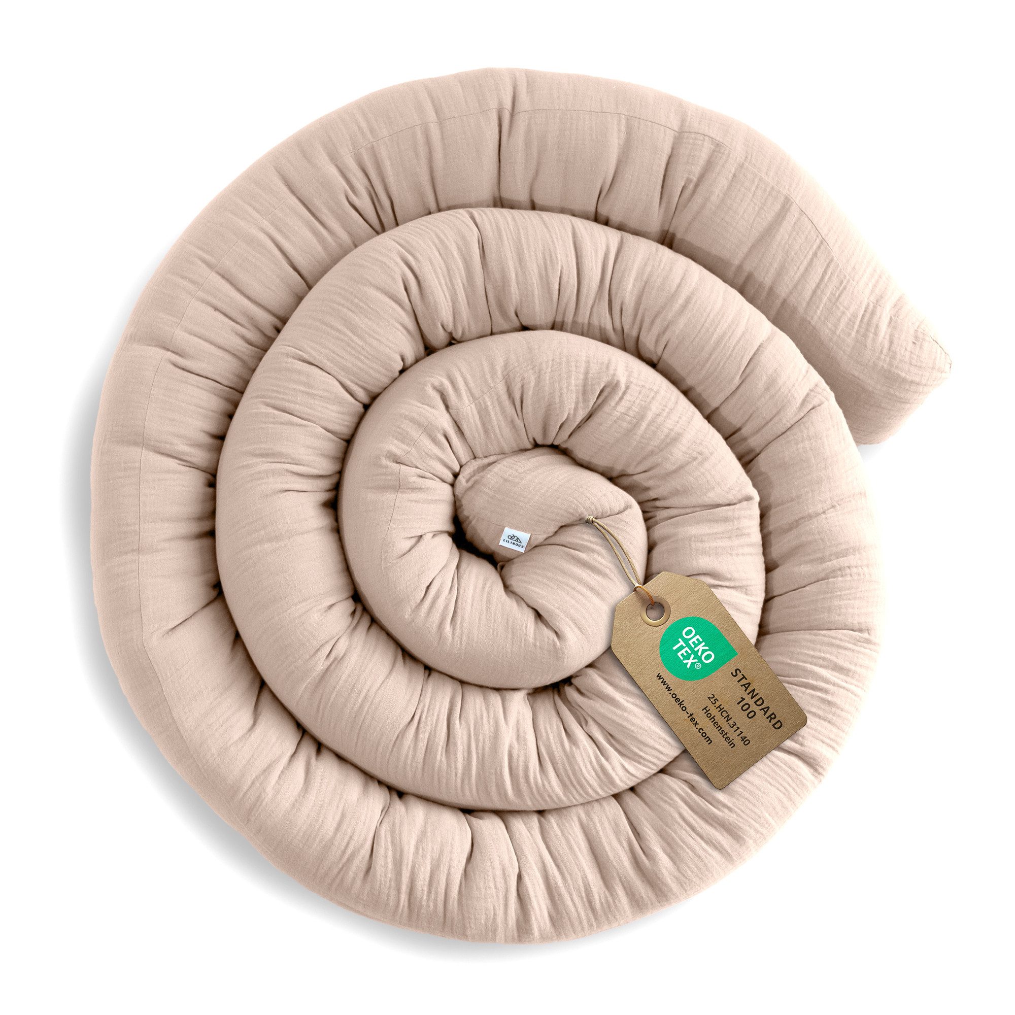 lilimaus Nestchenschlange Bettschlange für Babybett aus Musselin - 200, 300 & 400 cm, (1-tlg), Randschutz & Kuschelrolle mit Befestigungs-Schlaufen - Ø ca. 10-12 cm