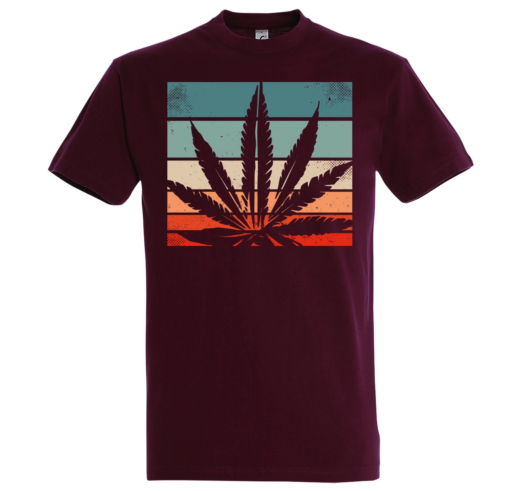 T-Shirt Trendigem Herren Youth Designz mit Burgund Cannabis T-Shirt Frontdruck Retro