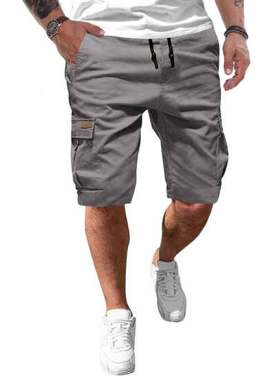 JMIERR Cargoshorts Kurze Hosen Herren Baumwolle Shorts Sommer Freizeithose mit Taschen (shorts) in Unifarbe