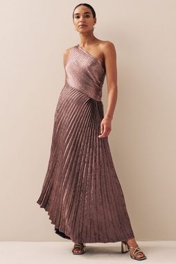 Next One-Shoulder-Kleid Plissiertes, einschulteriges Metallic-Midikleid (1-tlg)