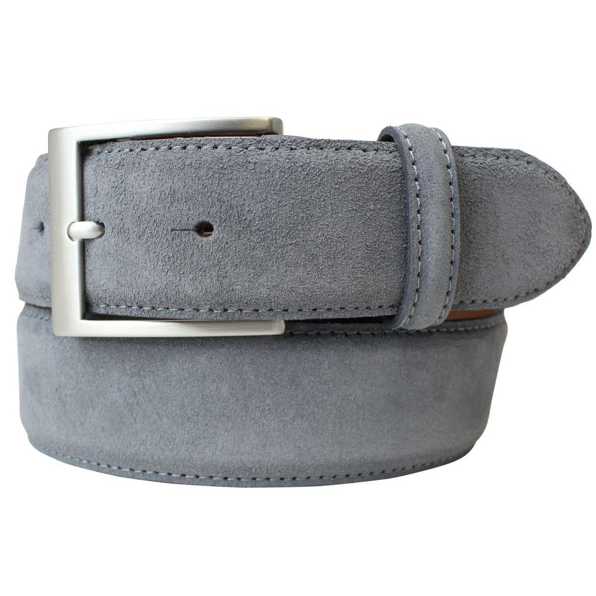 BELTINGER Ledergürtel Hochwertiger Gürtel mit Edelstahl-Gürtelschnalle aus Veloursleder 4 cm Dunkelgrau, Silber