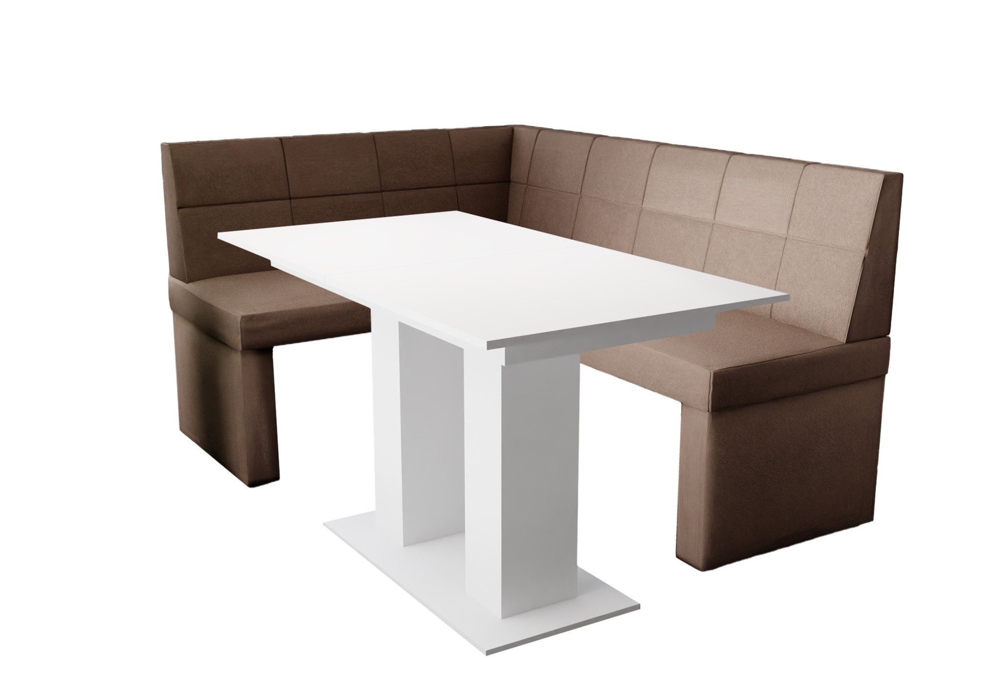 Fun Möbel Eckbankgruppe Eckbankgruppe „BLAKE XL“ Größe 196x142cm mit Tisch Weiß matt, ausziehbarer Tisch
