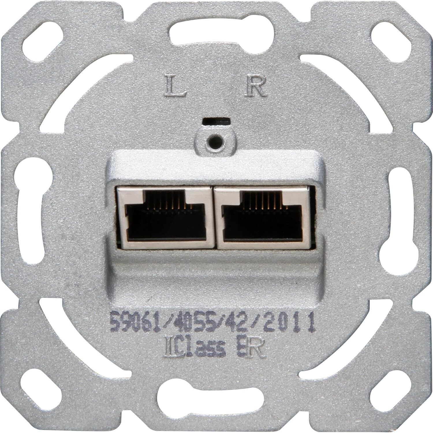 Kopp Dose Kopp Netzwerkdose CAT6A Unterputz UAE Dose LAN weiß LSA 2 fach (B), CAT6 Anschlussdose Netzwerk Aluminium