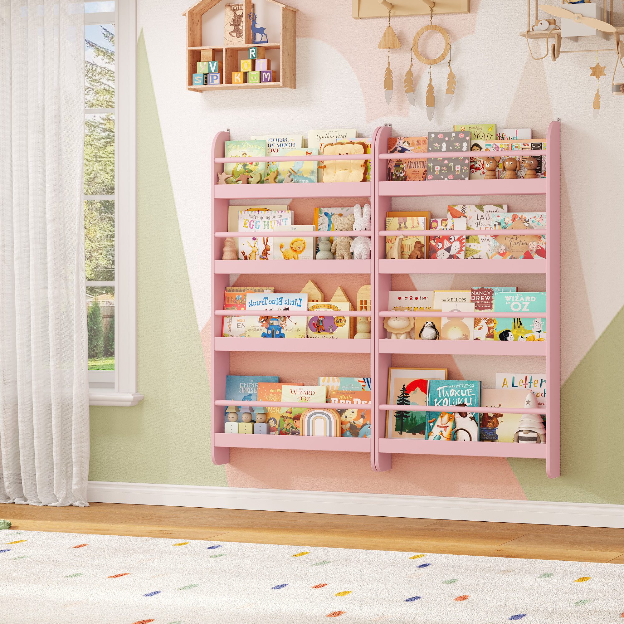 Homfa Kinderregal Kinderbücherregal Wandregal, Bücherregal mit 4 Ablagen au günstig online kaufen