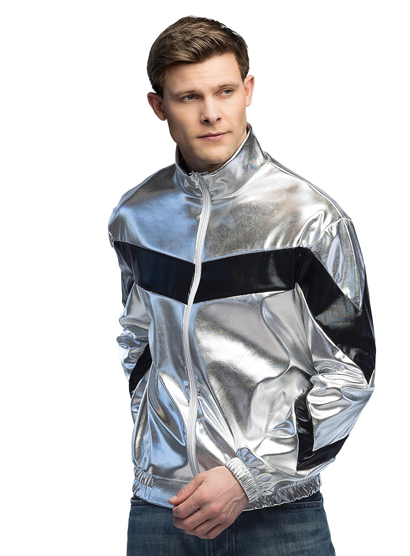 Boland Kostüm Space Age Jacke silber, Metallischer Glanz für Retro-SciFi, D günstig online kaufen