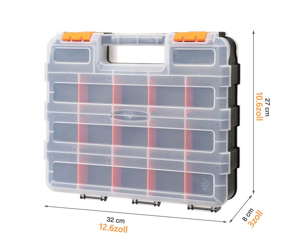 Thumbnail - Welikera Werkzeugbox Kleinteile-Organizer, mit herausnehmbaren Trennwänden, tragbarer Werkzeugkasten für Muttern, Bolzen...