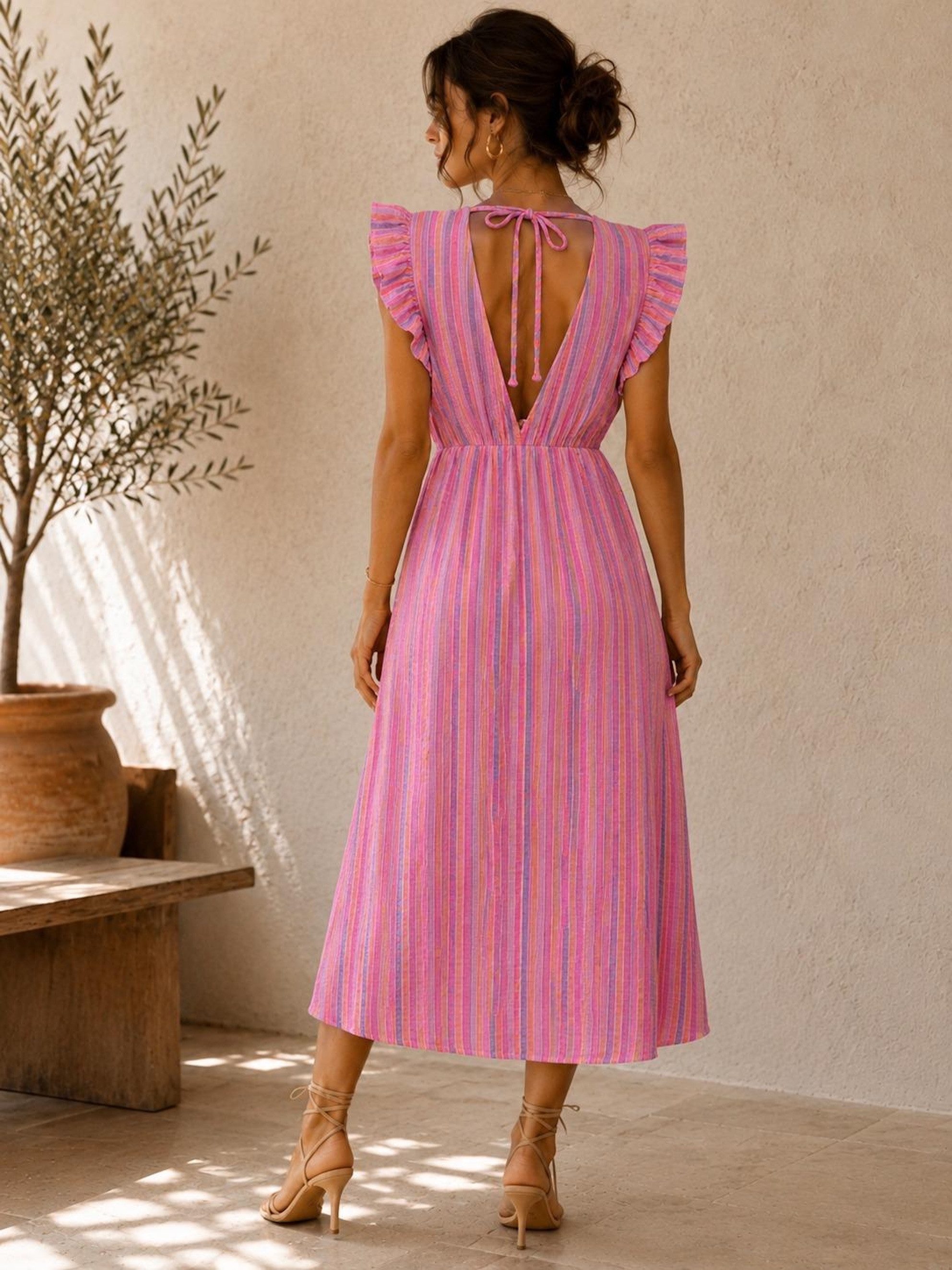 Worldclassca Sommerkleid Worldclassca Musselin Sommerkleid Streifen Lang Gestreift Strand Dress Neue Kollektion - Stilvolle und gemütliche Sommer Mode für Damen – Bild 2 von 2