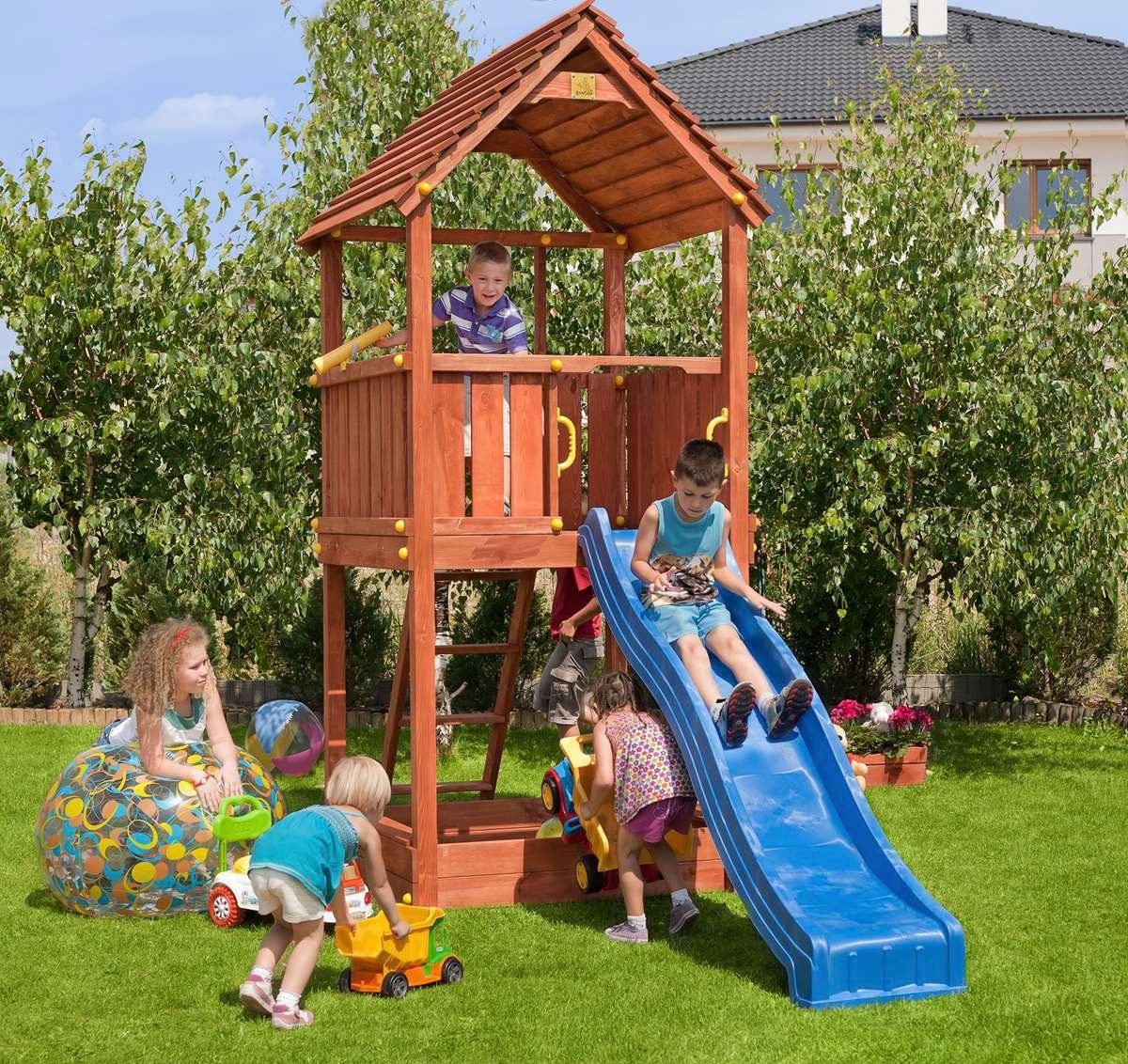 FUNGOO Spielturm JOY, mit Rutsche, FSC® - schützt Wald