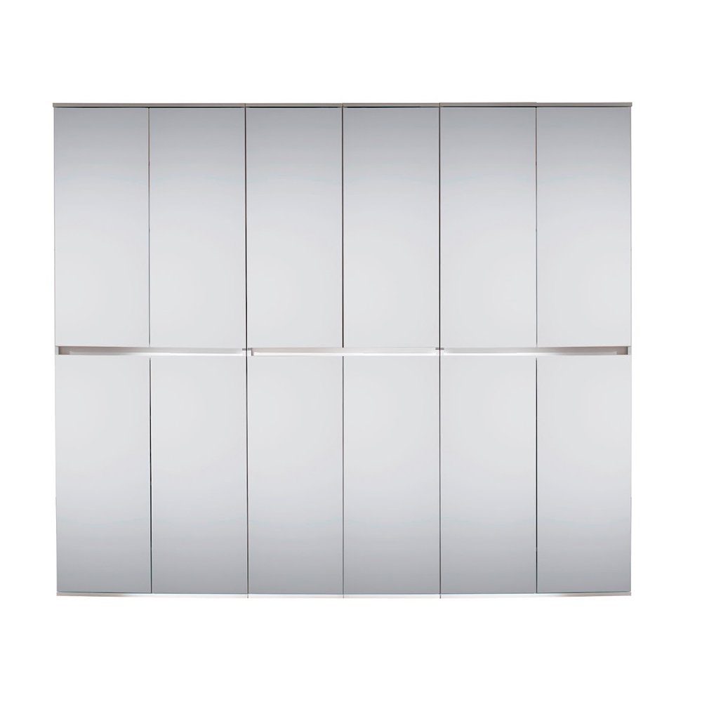 trendteam Garderobenschrank Mirror Flurschrank Mehrzweckschrank Spiegelschrank Schrank Weiß 222x191x34cm