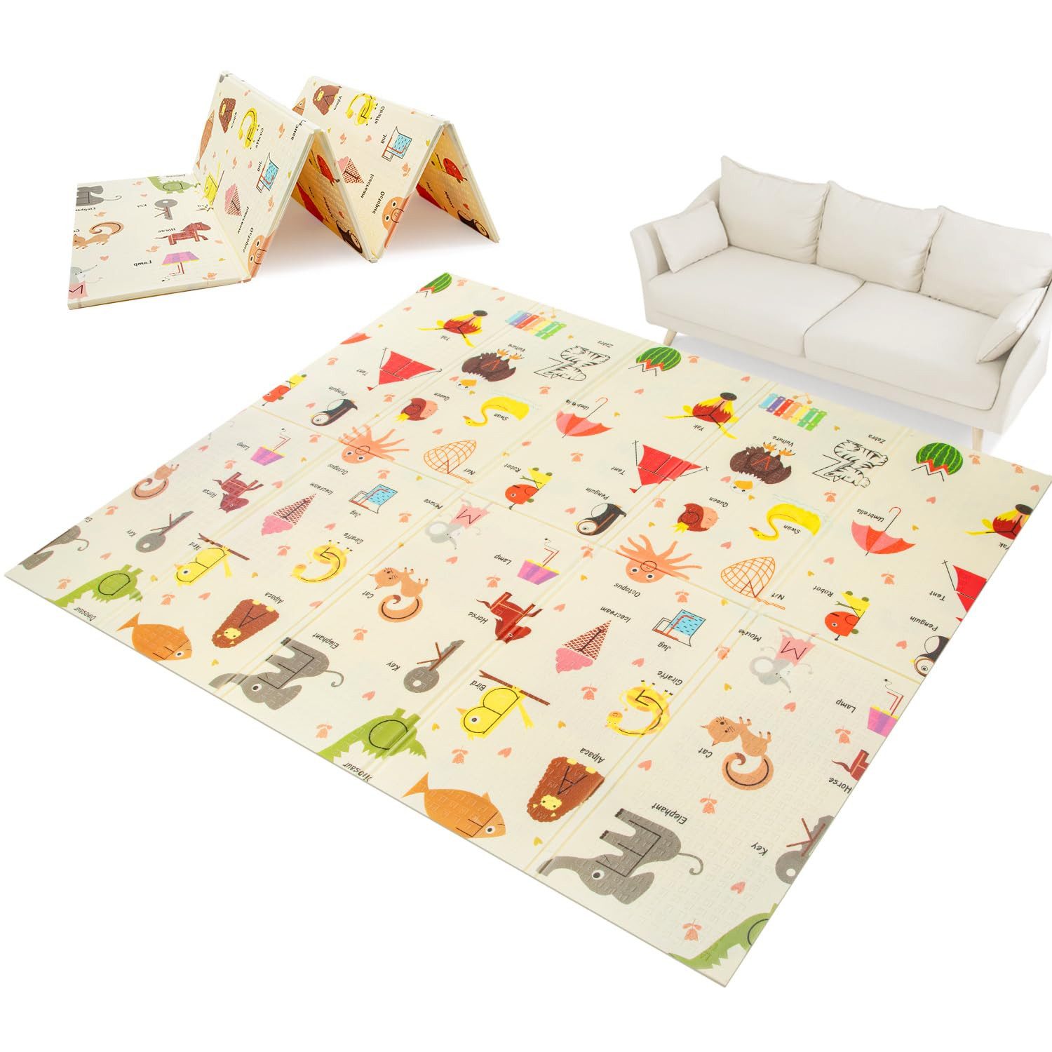 Youyijia Teppichfliese Faltbare Baby-Spielmatte – Extra große, wasserdichte Krabbelmatte