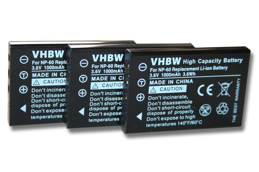 vhbw Kamera-Akku passend für Medion MD86064, P47005, MD85961, MD86093, MD86279, MD86461, MD88188 Foto Kompakt / Camcorder Digital (1000mAh, 3,6V, Li-Ion) 1000 mAh