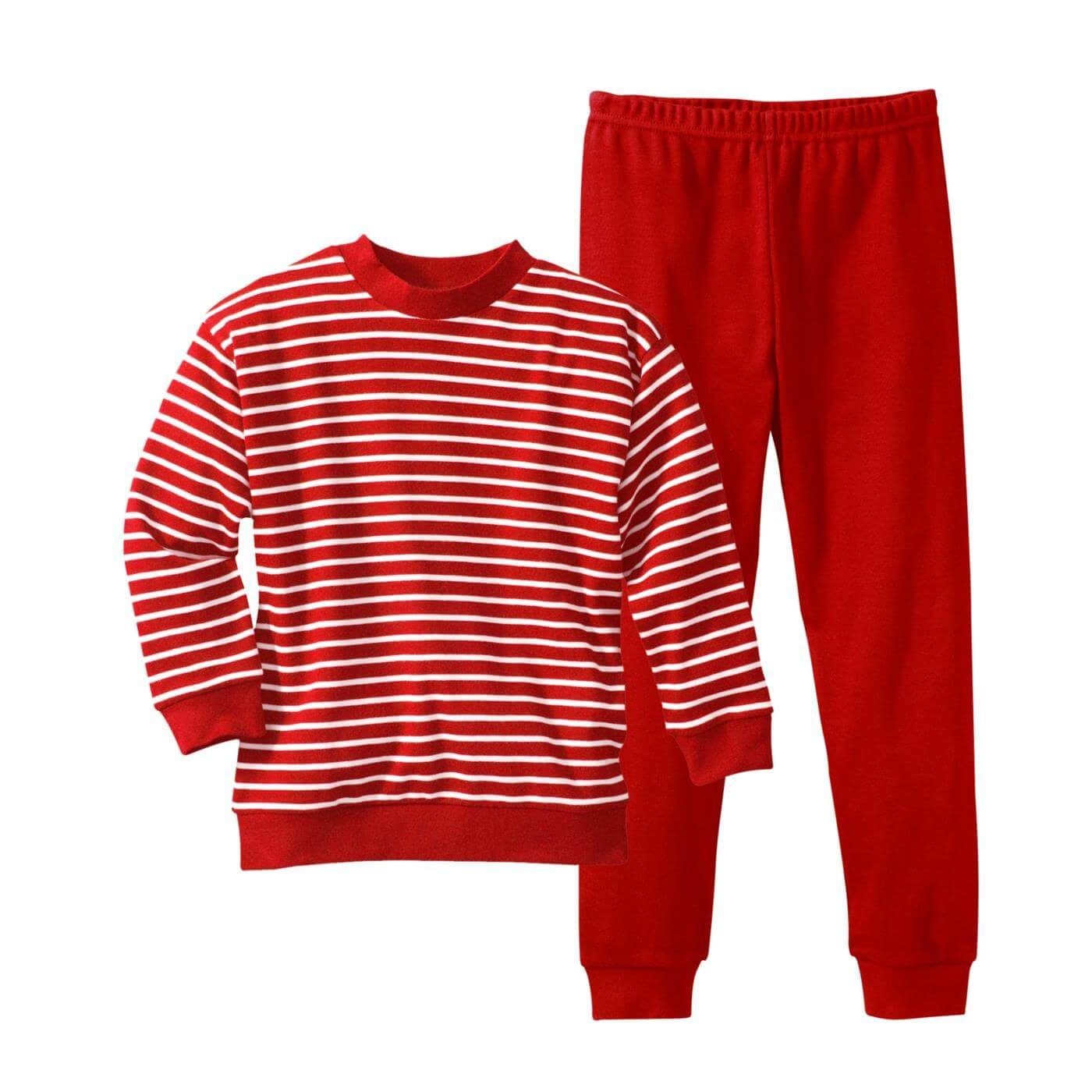 LIVING CRAFTS Schlafanzug Sanfter, bequemer interlock-Stoff White/Red Striped