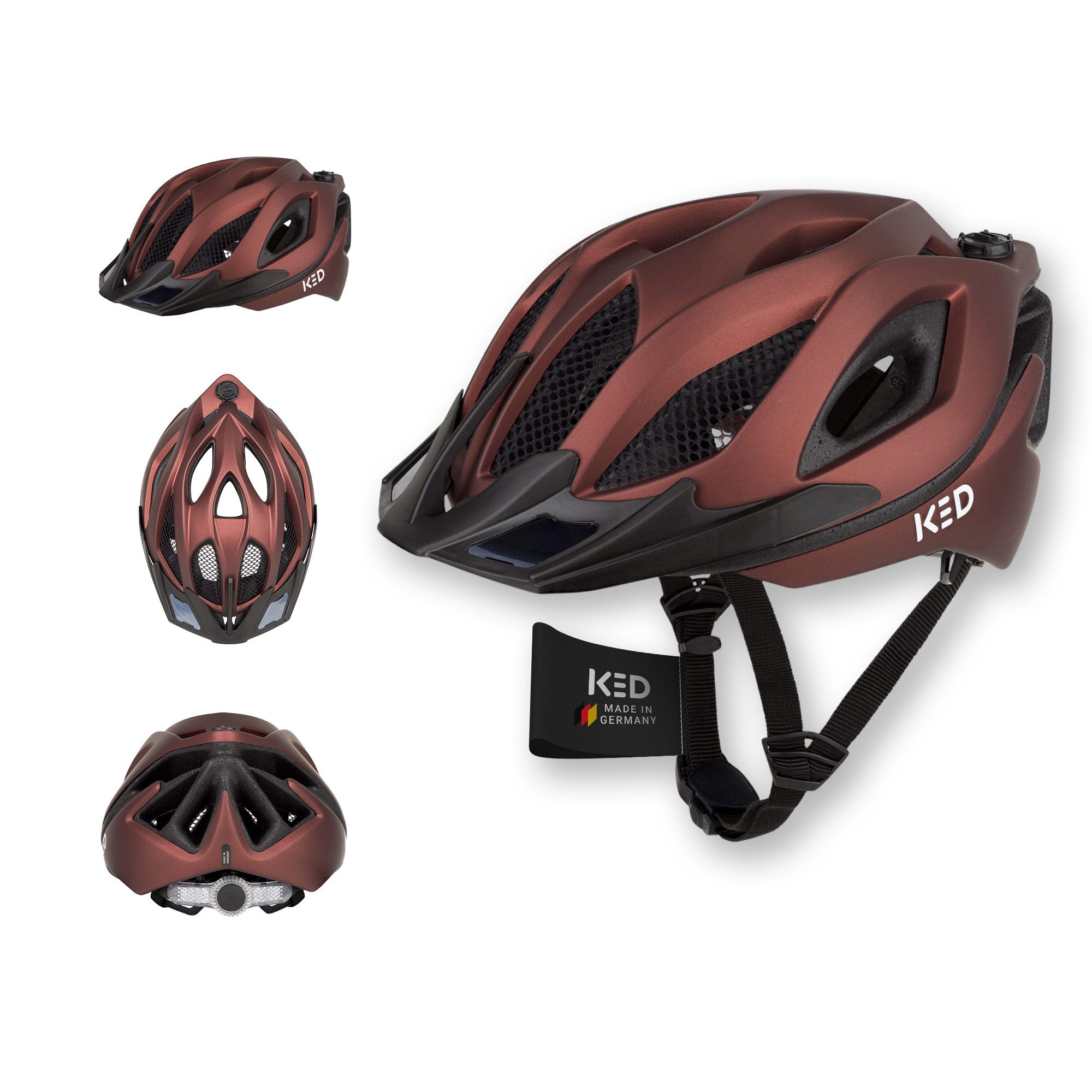 KED Fahrradhelm Spiri II Trend Allround Helm, LED Licht Und Reflektor, Optimierte Belüftung