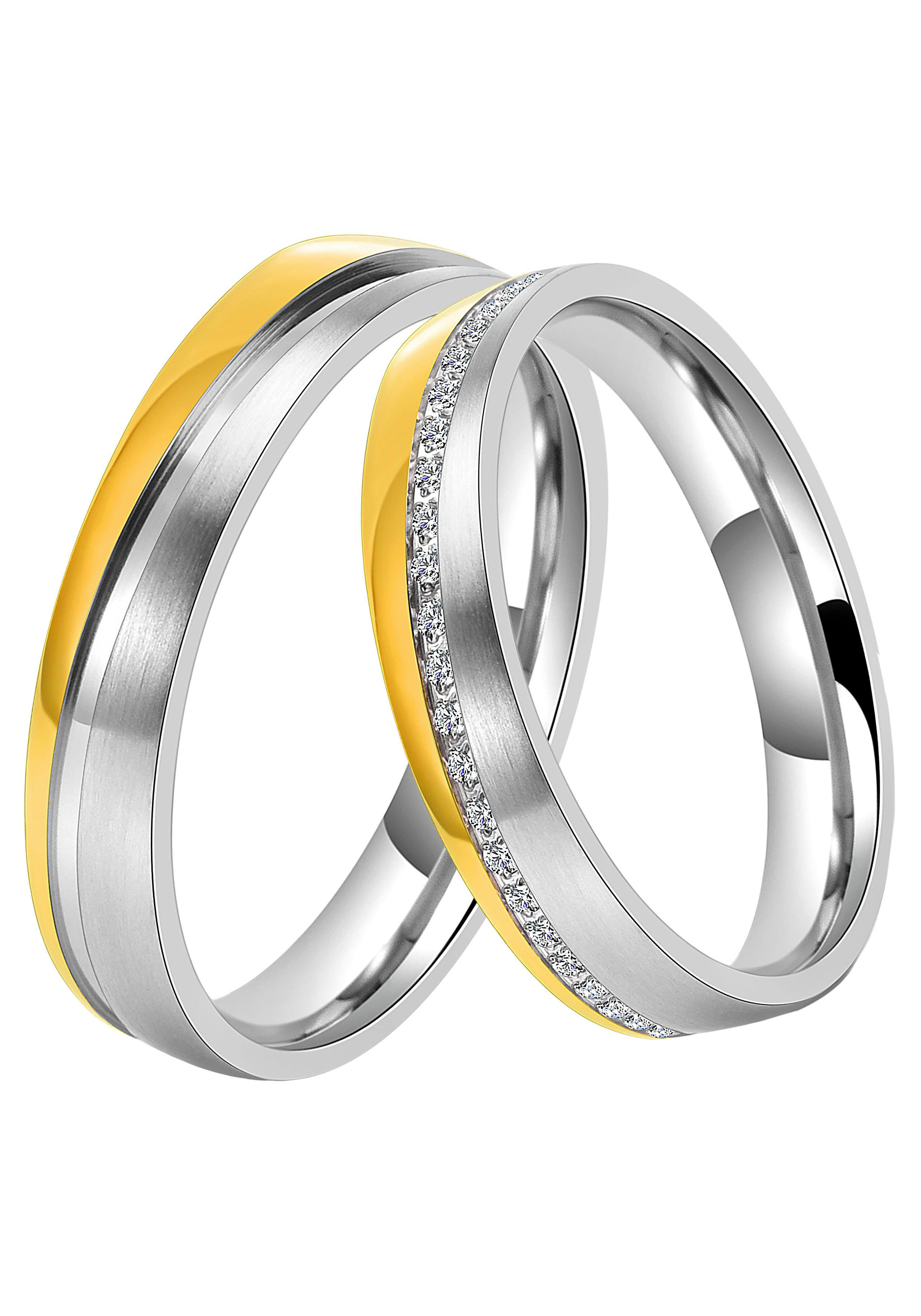 DOOSTI Trauring LIEBE, ohne Edelstahl Ehering Trauring o. Partnerring Zirkonia Geschenk mit Schmuck