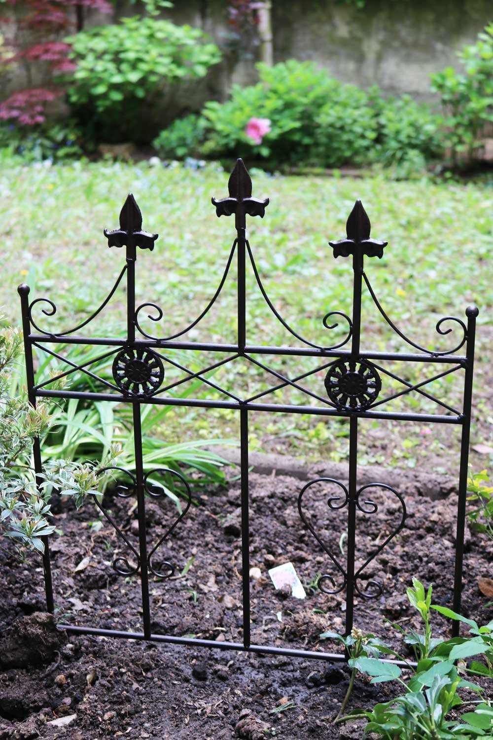 Gartenstecker Metall Herz Beetstecker 71cm Beeteinfassung Antik-Stil Aubaho Gartenzaun Zaun