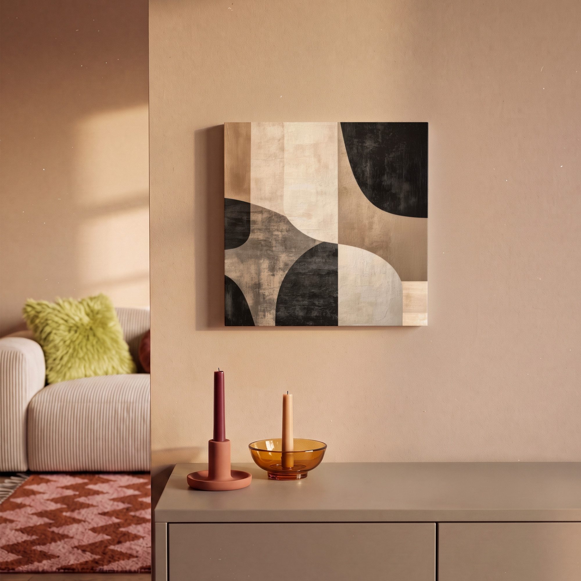 OneMillionCanvasses® Leinwandbild Abstrakt - Flugzeuge - Schwarz - Rund, Fotodruck (1 St), Leinwand Canvas Wandbild, Wanddekoration 20x30 cm – Bild 2 von 5