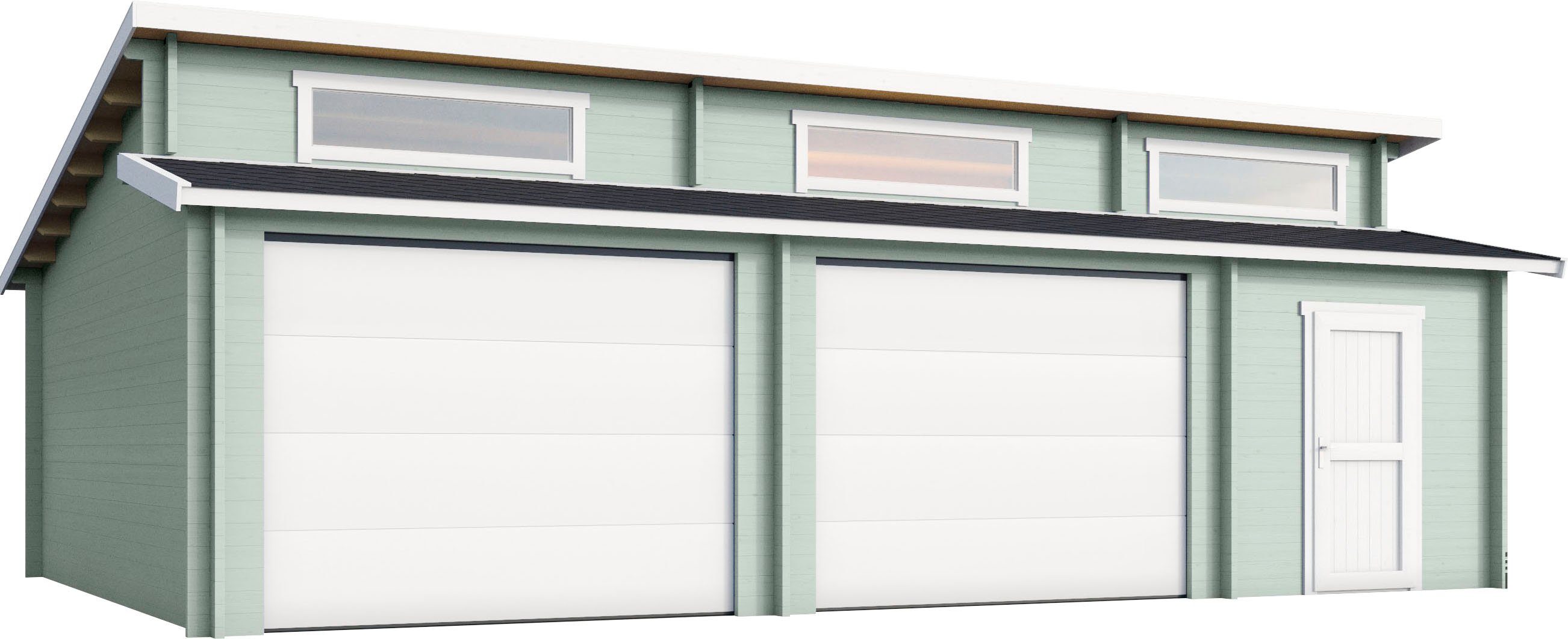 Garage Hawaii Garage + 2 Für LASITA (Set, MAJA gletschergrün 2 Fahrzeuge geeignet), Sektionaltore