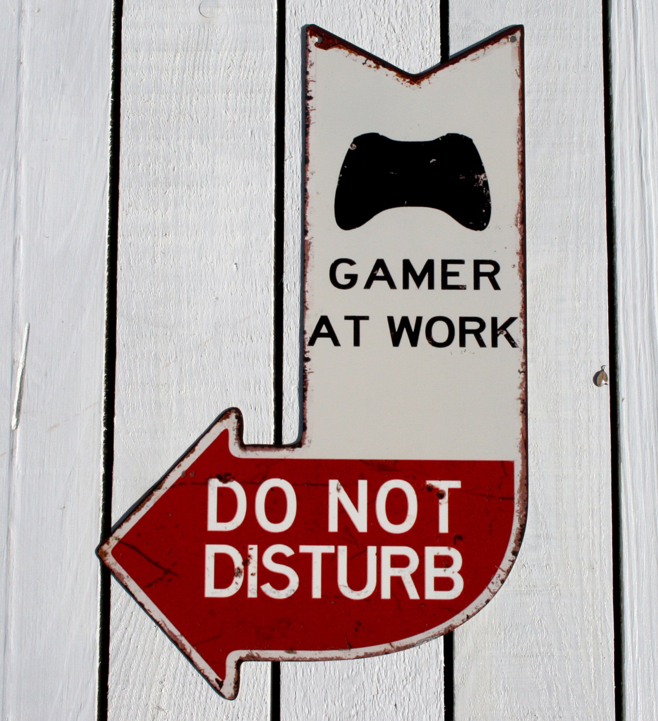 Metallschild Blechschild Gamer at Work Pfeil