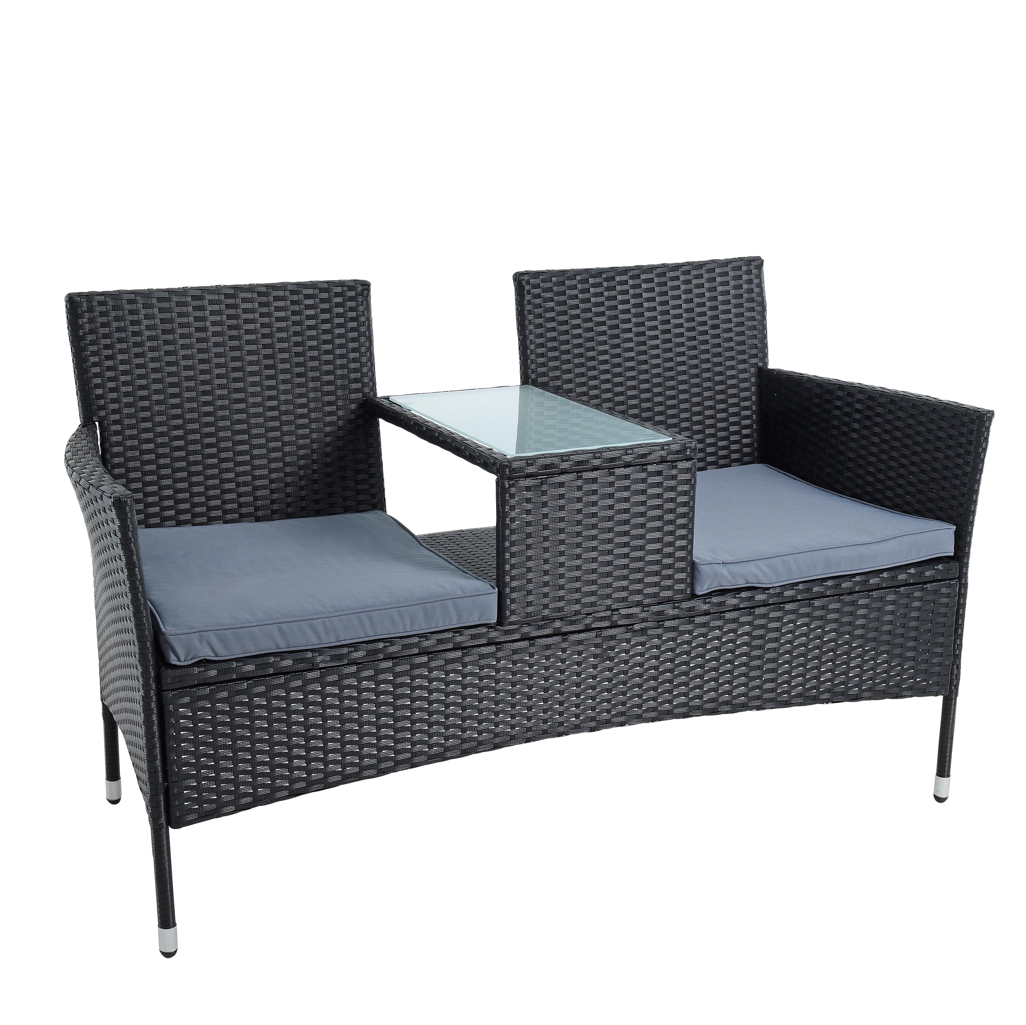 ESTEXO Sitzgruppe Polyrattan Gartenbank Rattan Sitzbank 2-Sitzer Gartenmöbel Balkonmöb