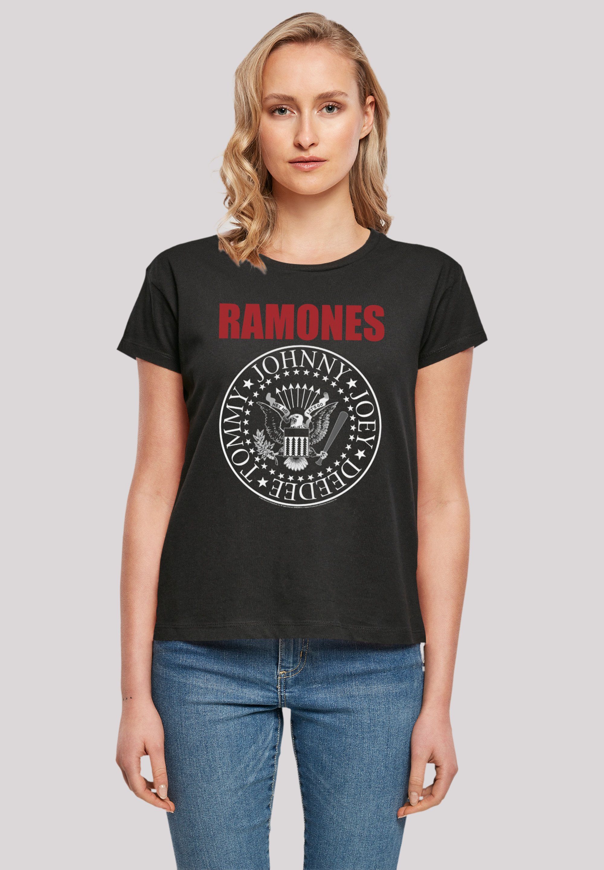 Seal Premium Qualität, T-Shirt Band, Rock Musik Rock-Musik Red Band Ramones Text F4NT4STIC