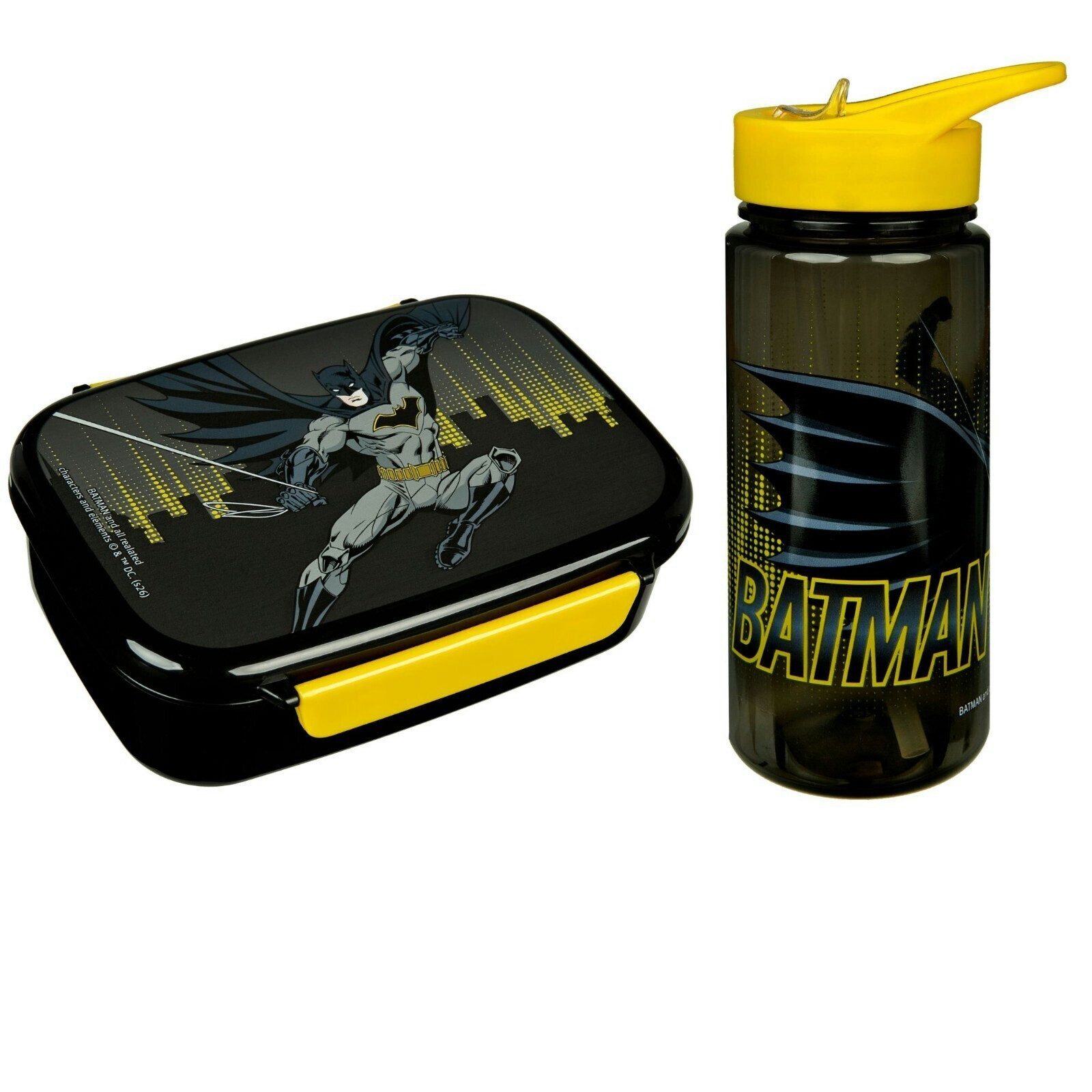 DC Comics DC Comics Batman Kinder 2 teiliges Set Brotdose Trinkflasche 500 ml, (2-tlg., Spar Set)