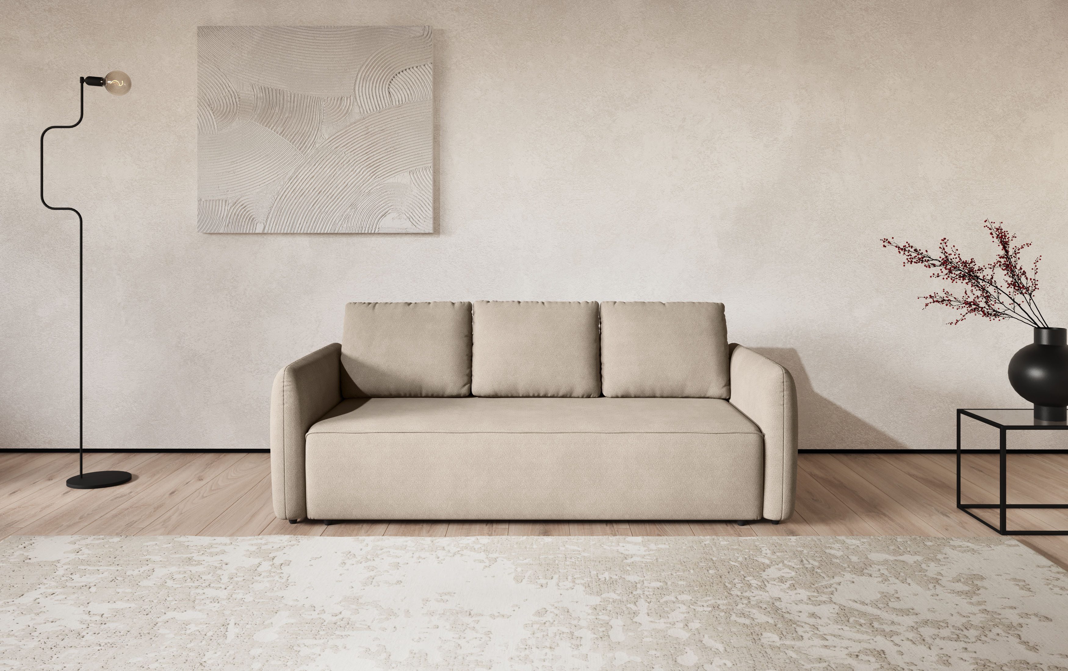 COTTA Big-Sofa Megasofa, Flow, Breite 222 cm, opt. Schlaffunktion, bequeme Wellenunterfederung mit PU Schaum, Liegefl. 190x145cm