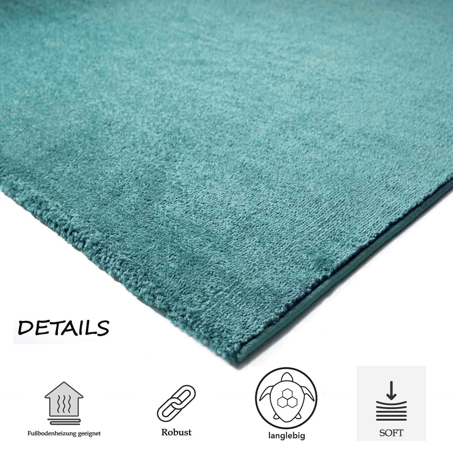 Vimoda Teppich Teppich Wohnzimmer Kurzflor, Rechteckig, Höhe: 8 mm, Teppich Einfarbig weich gewebt, Modern, in Versch. Größen & Farben