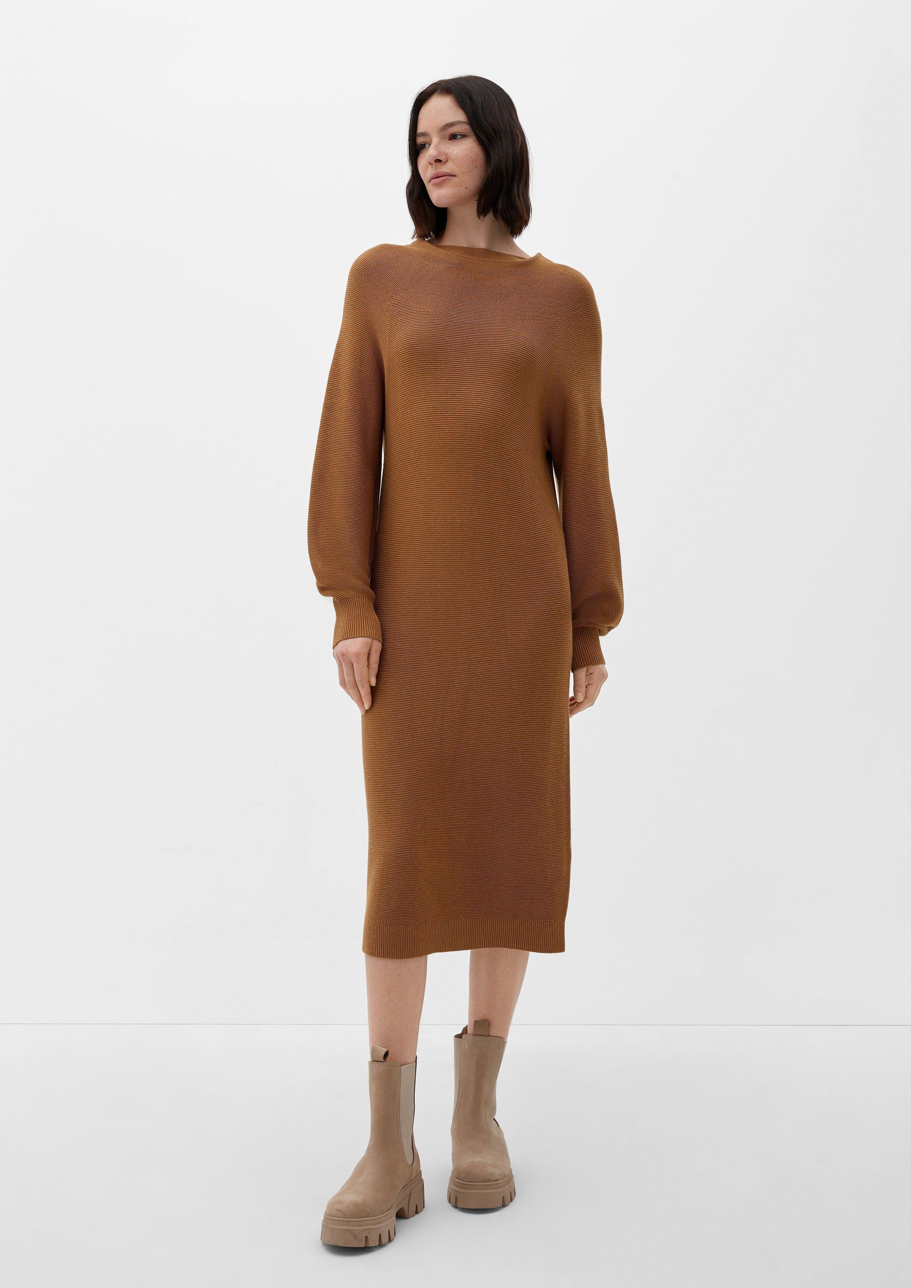 s.Oliver Minikleid Midi-Kleid mit geripptem Saum sandstein