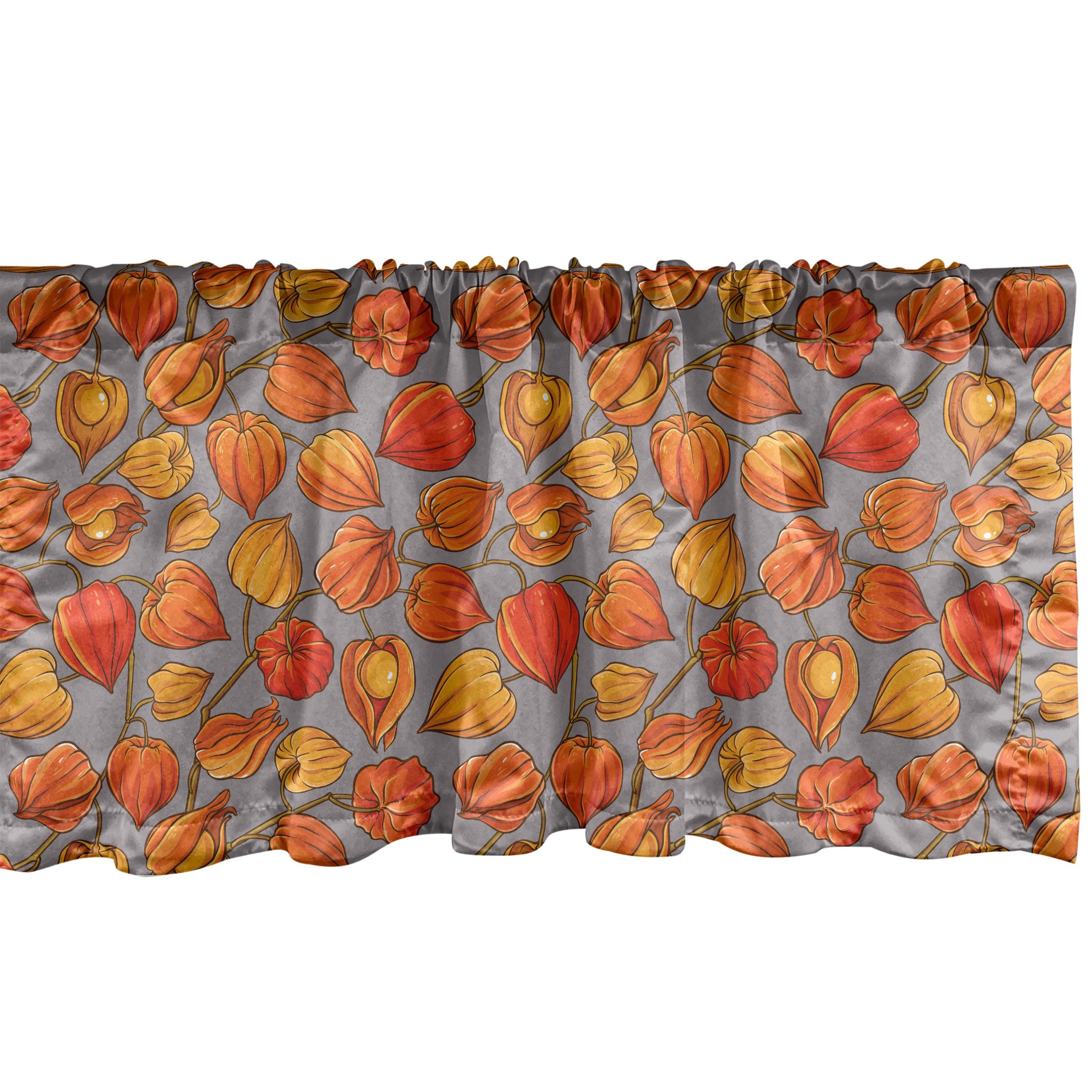 Scheibengardine Vorhang Volant für Küche Schlafzimmer Dekor mit Stangentasche, Abakuhaus, Microfaser, Herbst Goldene Shade Berry Theme