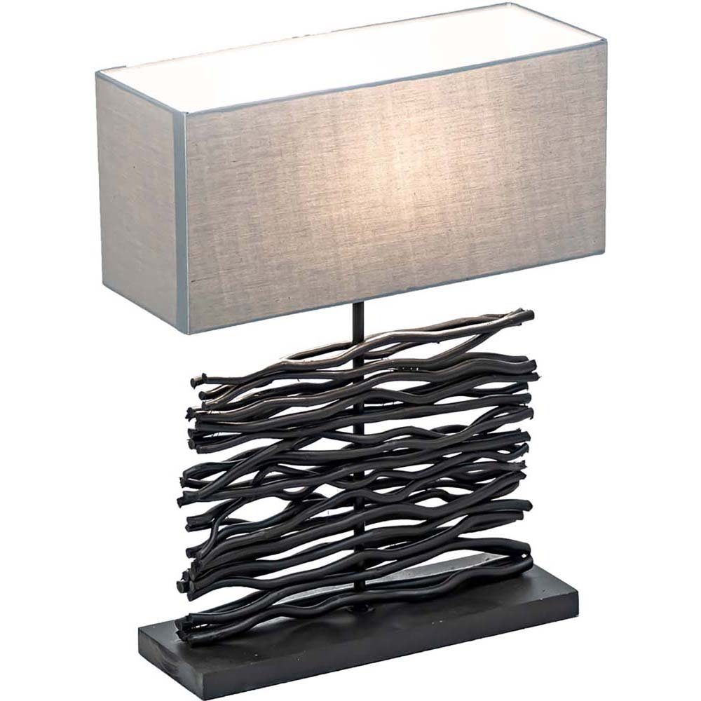 Globo LED Tischleuchte, Leuchtmittel nicht Wohnzimmerlampe Stoffschirme Holz grau schwarz inklusive, H 50 Tischleuchte cm