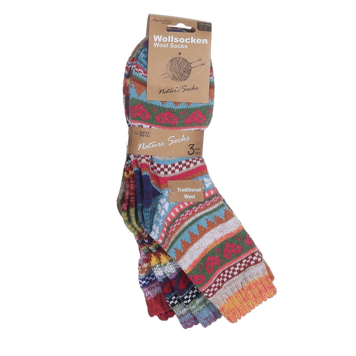 simaranda Norwegersocken Damen Socken 166 39-42 Bunt gemischt 3 Paar