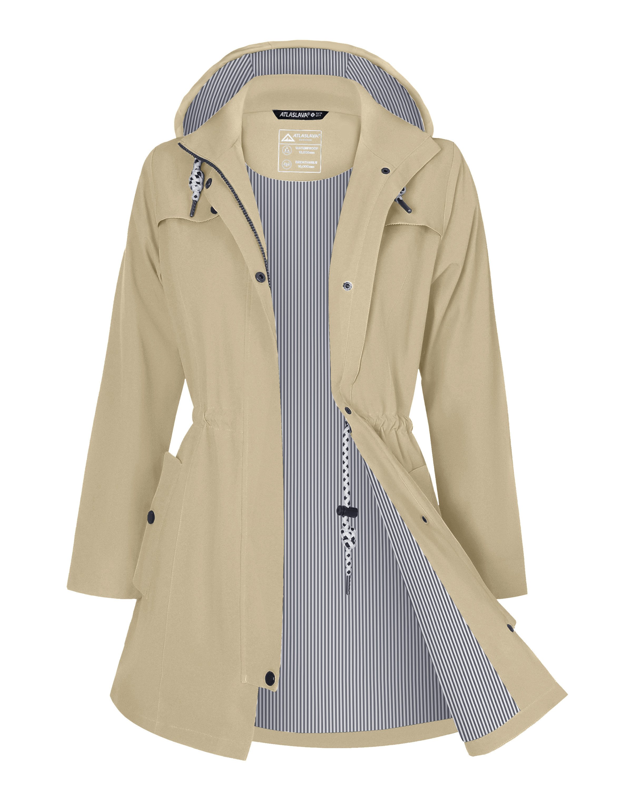 ATLASLAVA Regenjacke Damen Lang – Wasserdicht & Atmungsaktiv mit Kapuze (1- günstig online kaufen