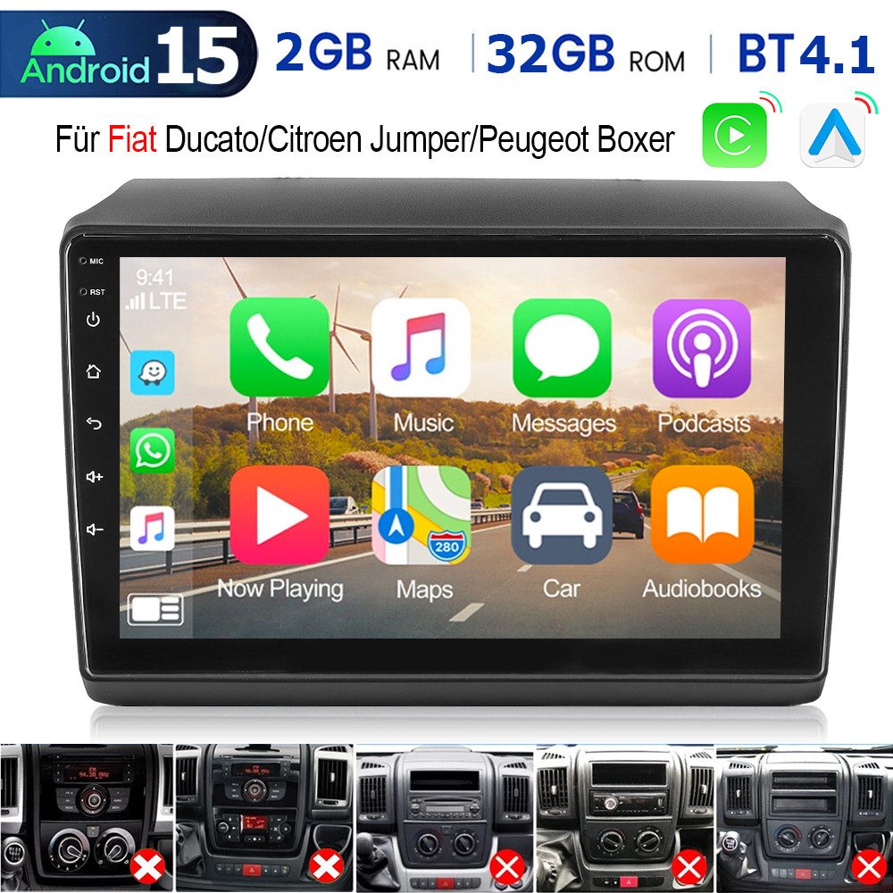 ESSGOO DAB+ 64G Android 15 Für Fiat Ducato 2006-2022 GPS Navi WiFi Carplay Autoradio (RDS, 4+64GB(optional), Digitalradio (DAB), FM, AM, Carplay Android Auto Bluetooth EQ USB GPS Navi WIFI Touchscreen)