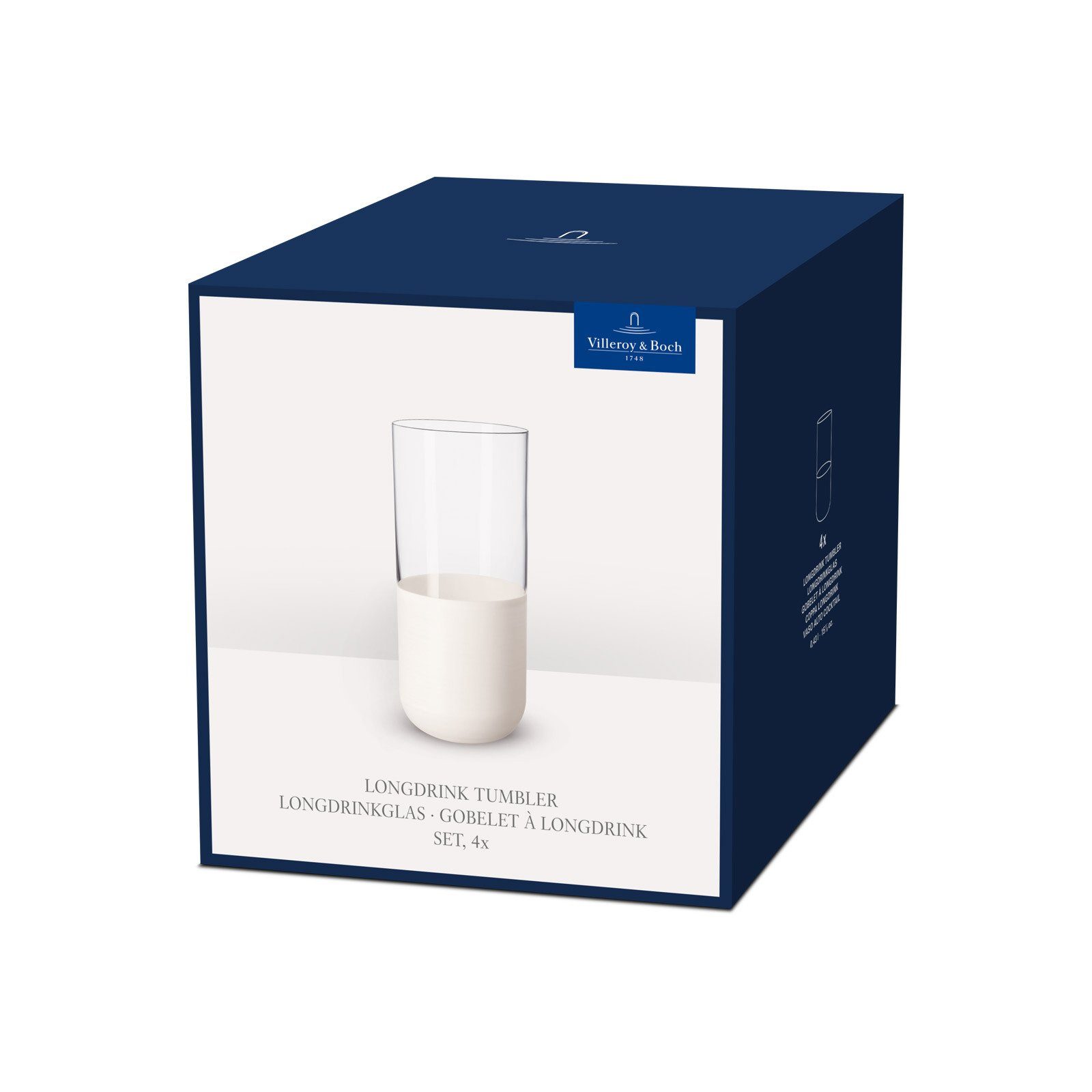Villeroy & Boch Longdrinkglas Manufacture Rock Longdrinkbecher 300 ml 4er Set, 4-tlg., Glas