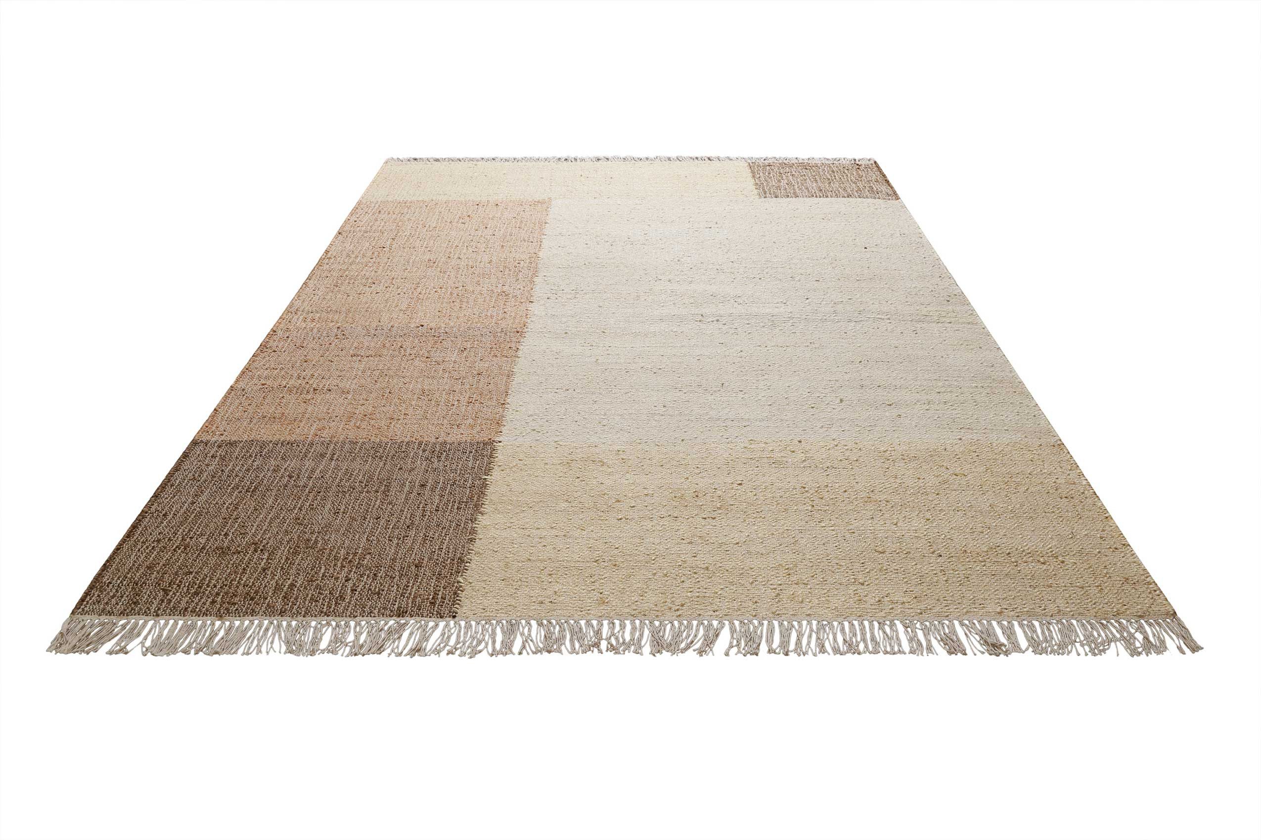 Green Looop Teppich Valentin GL-82301, rechteckig, Höhe: 4 mm, Naturfaser Teppich aus 80% Jute 20% Baumwolle, mit Fransen, Wohnzimmer