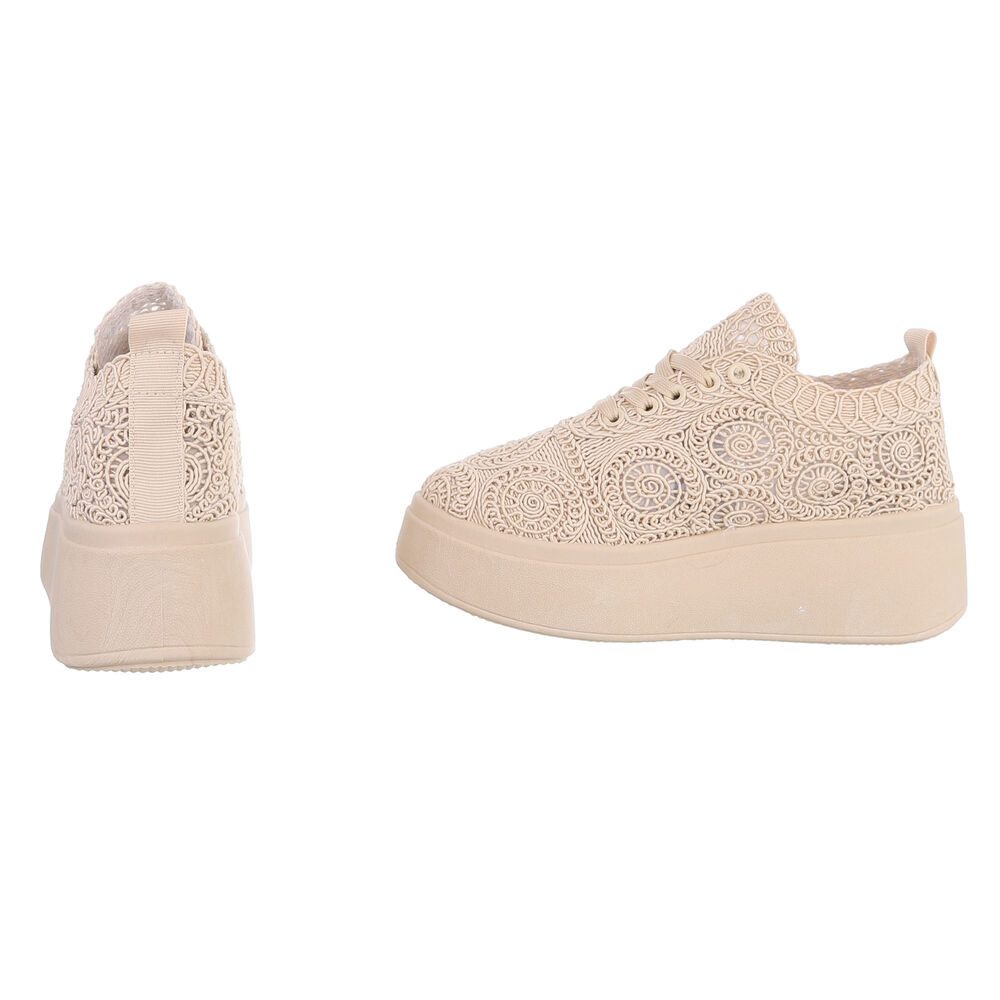 Ital-Design Damen Sneaker mit erhöhtem Komfort und kunstvollem Design Sneaker (91116878) Keilabsatz/Wedge Sneakers Low in Beige