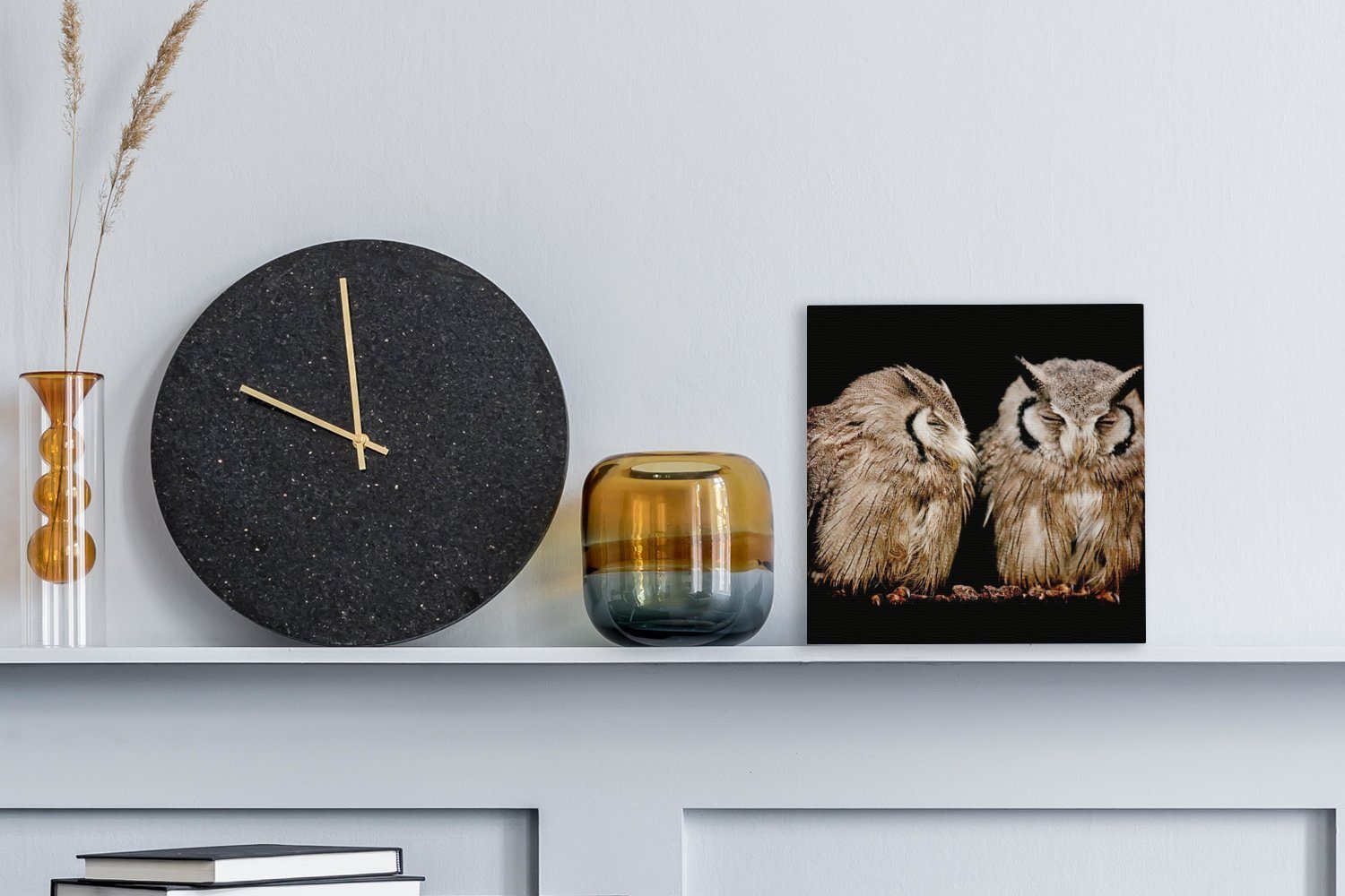 OneMillionCanvasses® Leinwandbild Eule - Wohnzimmer St), Leinwand Vogel für bunt - Bilder (1 Schwarz, Schlafzimmer