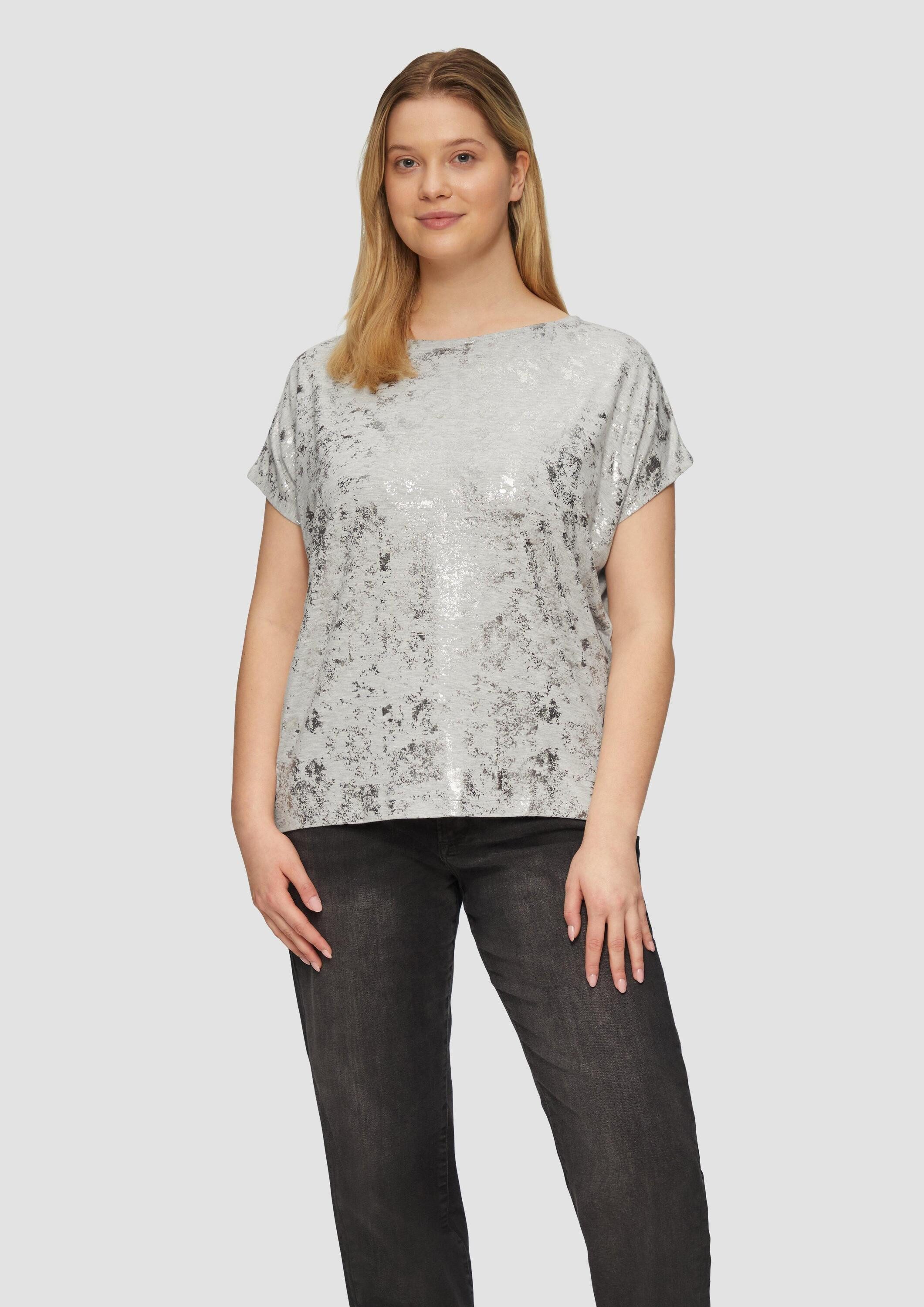 s.Oliver Kurzarmshirt T-Shirt T-Shirt mit Glitzer-Frontprint günstig online kaufen
