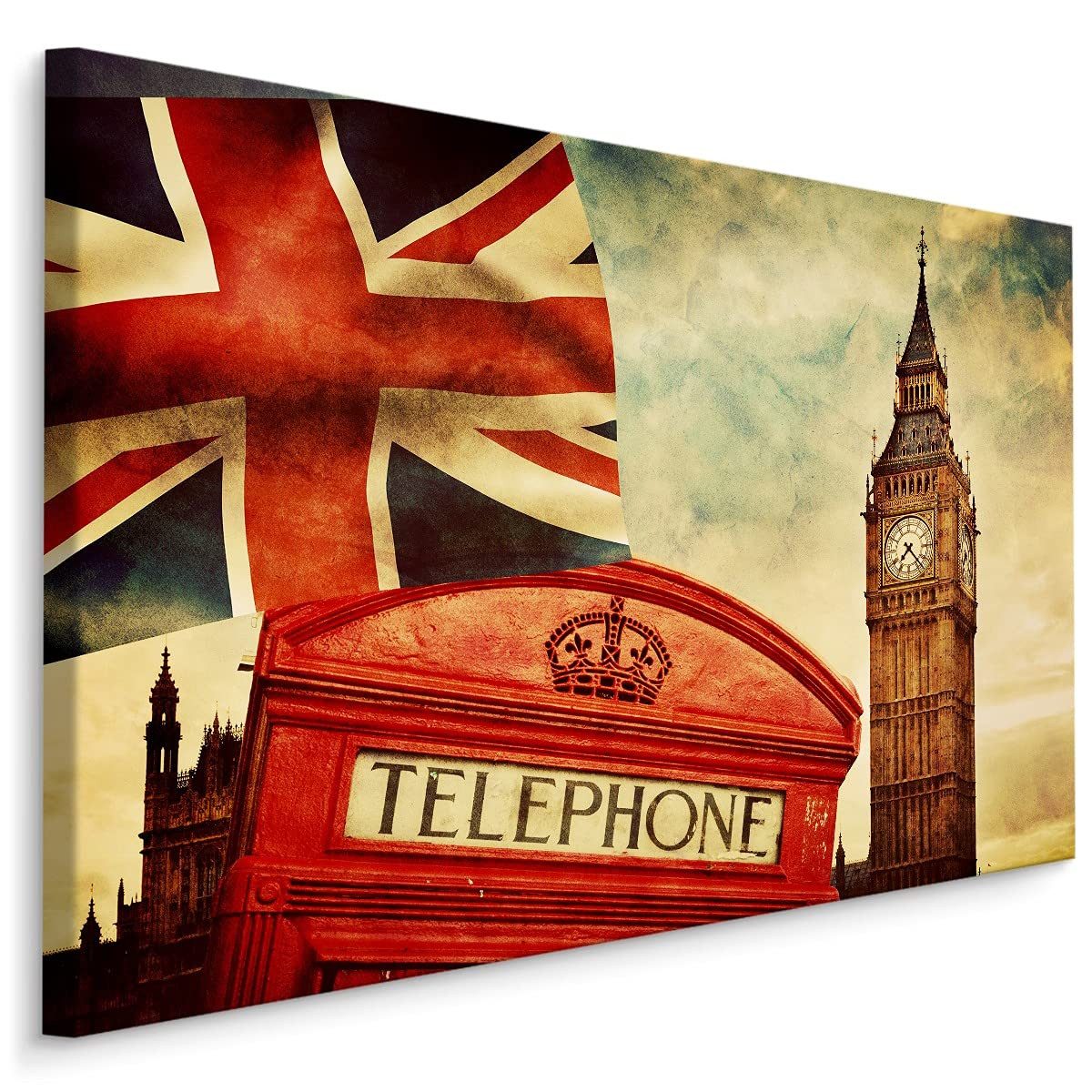 Muralo Leinwandbild Architektur – Leinwandbild Wandbild Kunstdruck Wohnzimmer, Gebäude (1 St), Big Ben – London – Stadt, 30 x 20 cm, aufhängefertig