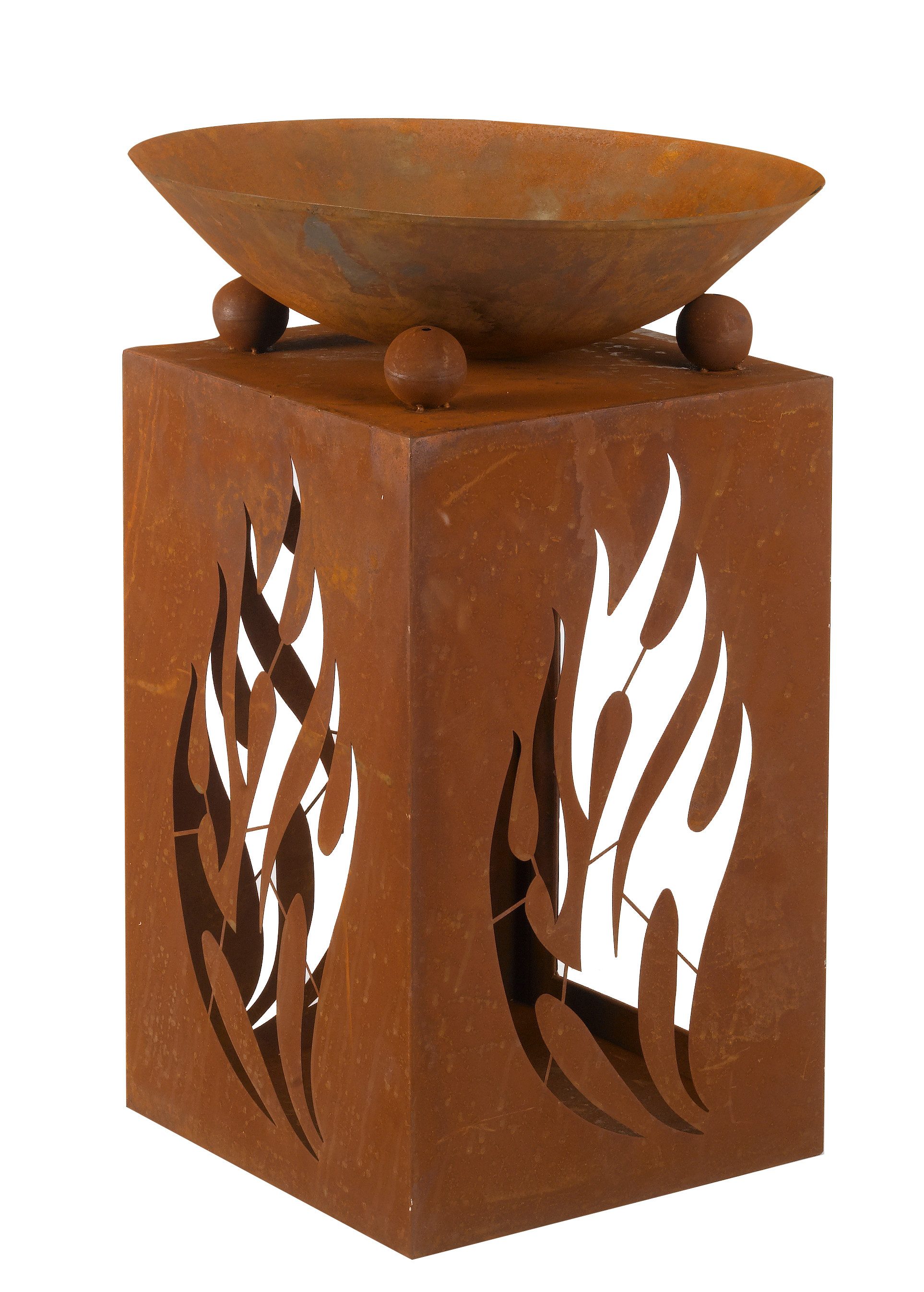 Feuerschale Feuerstelle Tierra mit Holzregal Rostoptik 63 x 44 cm